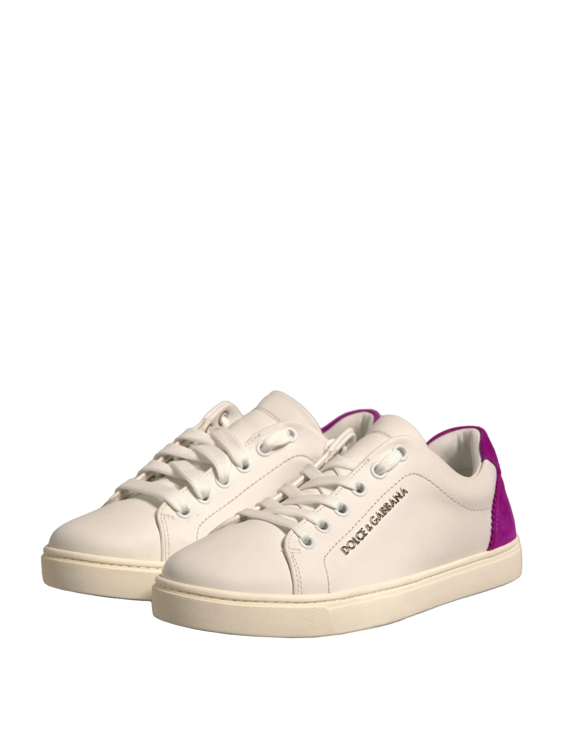 Dolce&Gabbana Women Ivory Sneakers Leather Low Top Athletic Trainer Shoes EUR 36