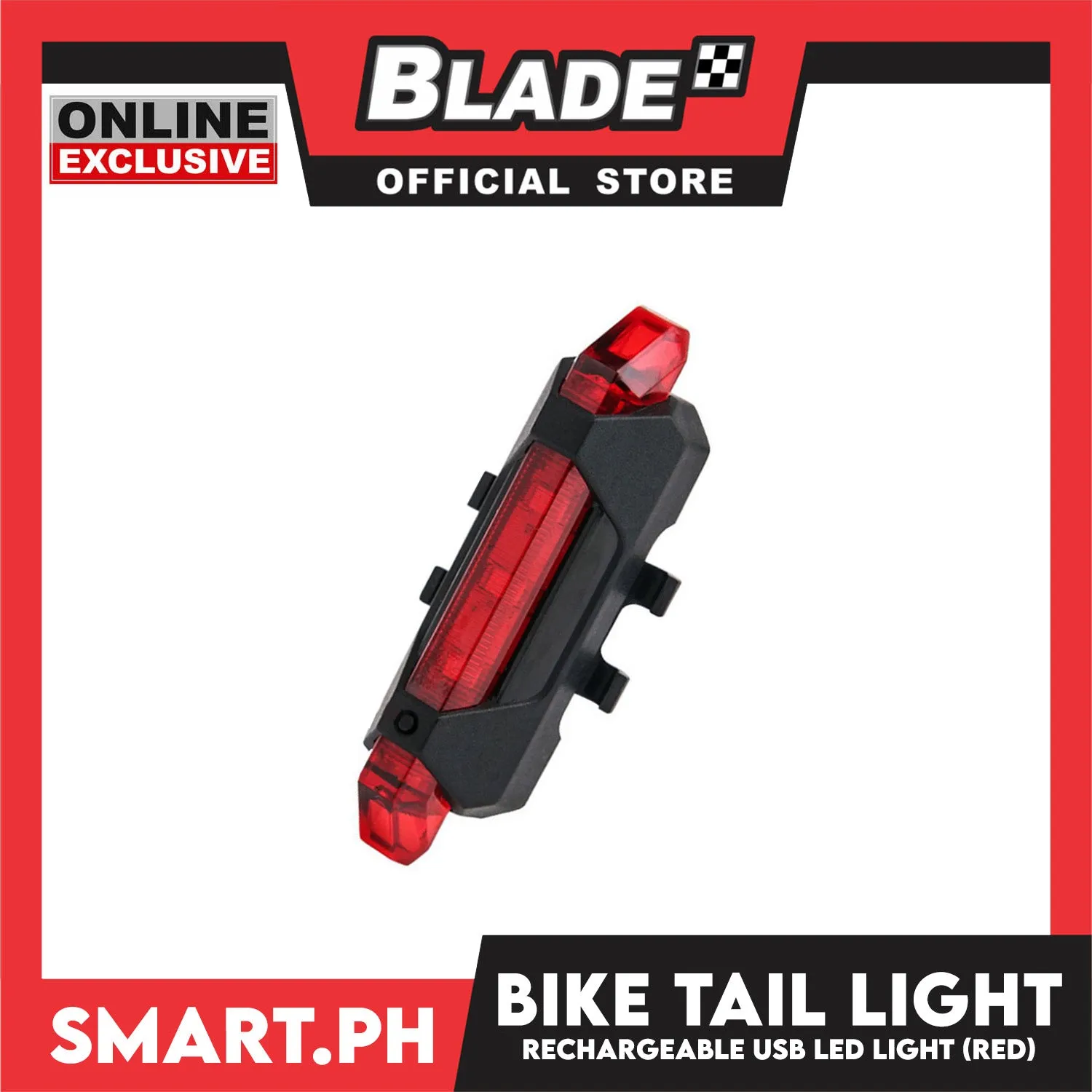 Electronic Rechargeable USB Led Tail Light (Red) Bicycle Accessories