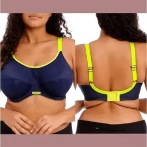 Elomi Plus Size Women's Energise Full Figure Sports Bra in Navy and Neon size 46