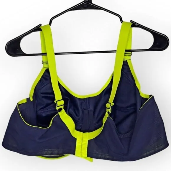 Elomi Plus Size Women's Energise Full Figure Sports Bra in Navy and Neon size 46