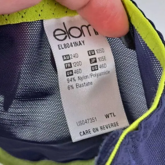 Elomi Plus Size Women's Energise Full Figure Sports Bra in Navy and Neon size 46