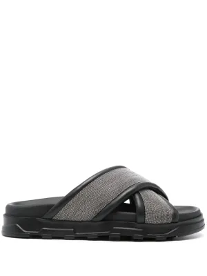Fabiana Filippi rhinestone-embellished leather slides
