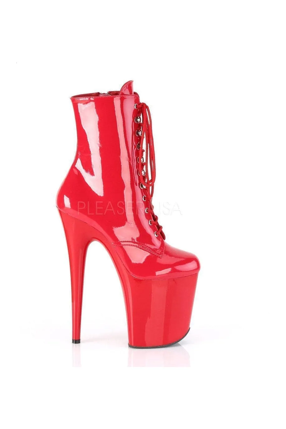 FLAMINGO-1020 Platform Ankle Boot | Red Patent