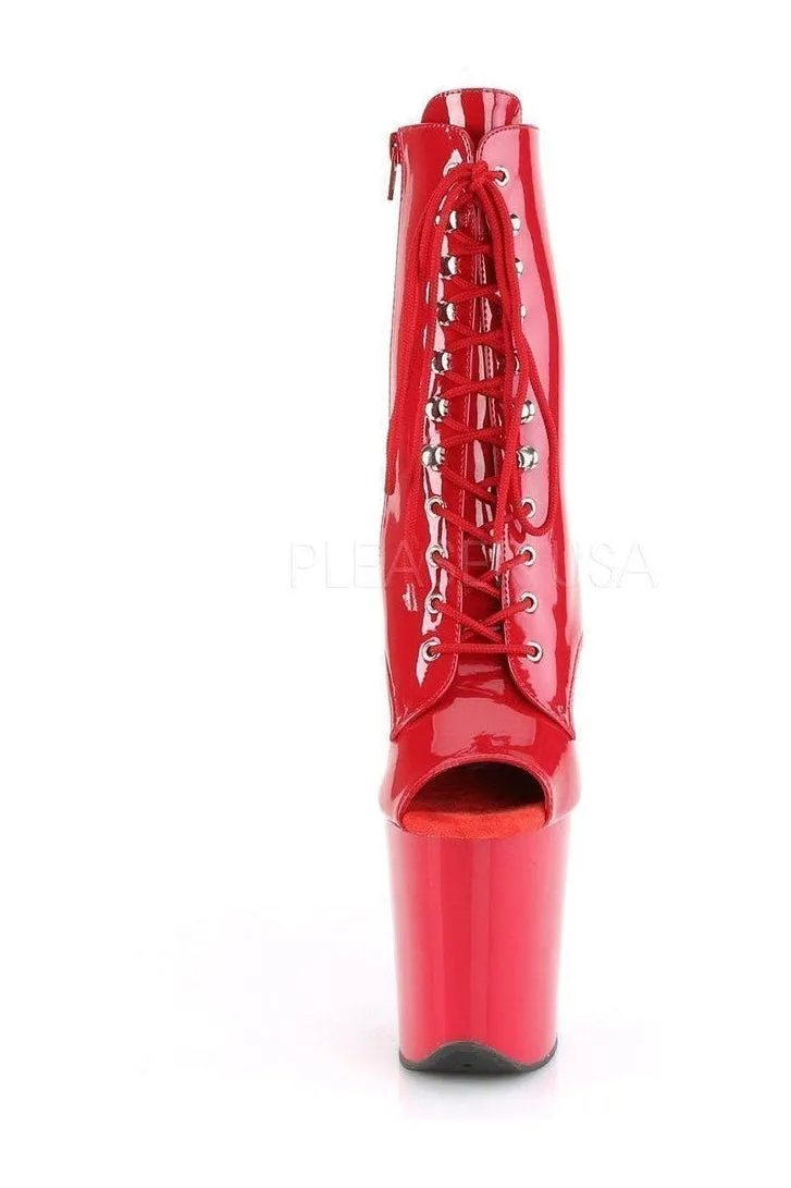 FLAMINGO-1021 Exotic Platform Sandal | Red Patent