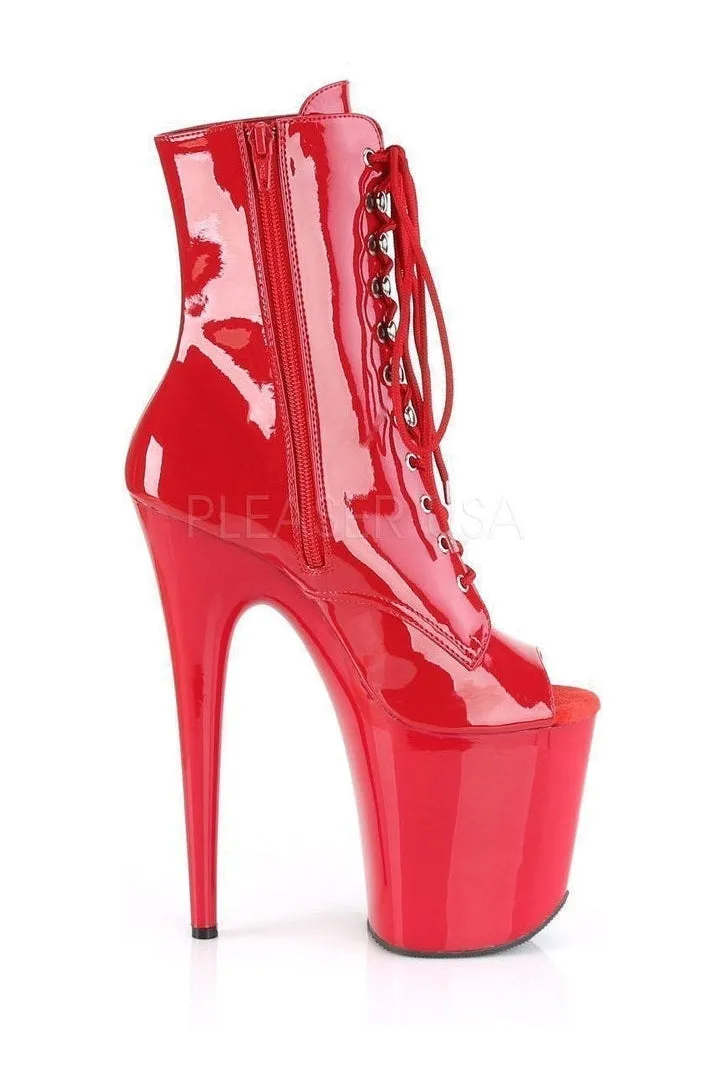 FLAMINGO-1021 Exotic Platform Sandal | Red Patent