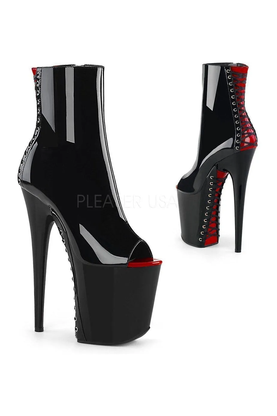 FLAMINGO-1025 Platform Ankle Boot | Black Patent