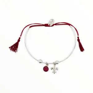 Fleur De Lis Bianca Bracelet | Silver | Red   Burgundy