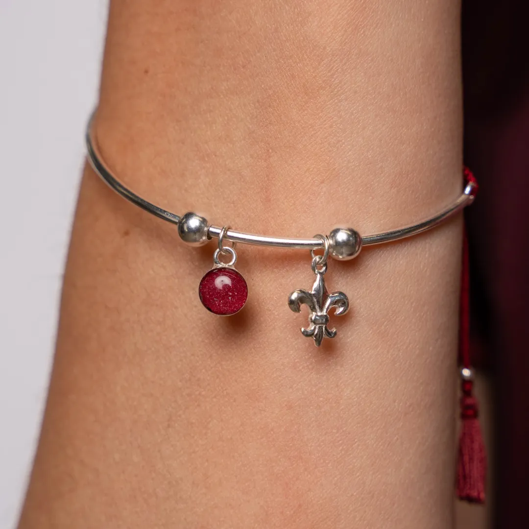 Fleur De Lis Bianca Bracelet | Silver | Red   Burgundy