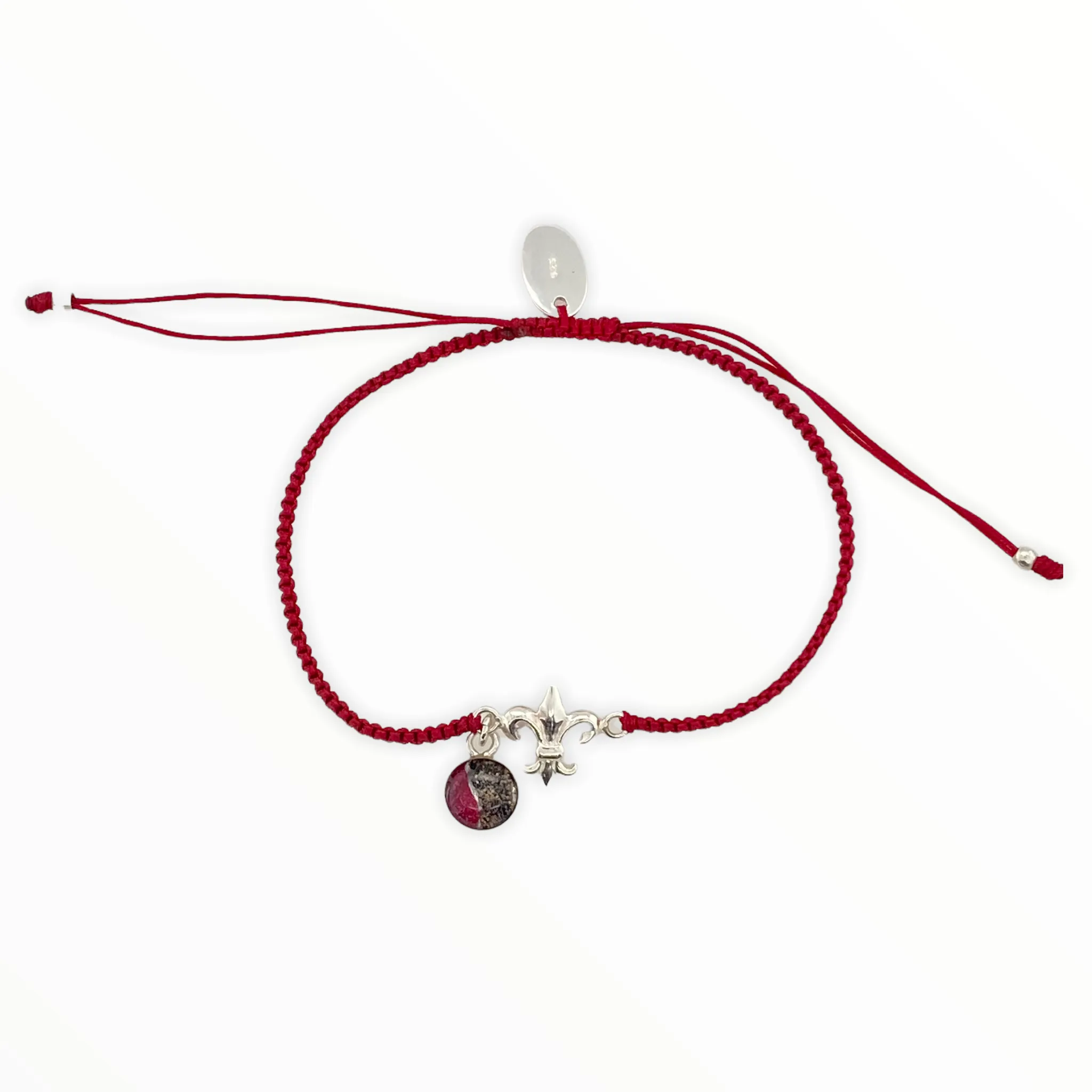 Fleur De Lis Taylor Bracelet | Silver | Burgundy