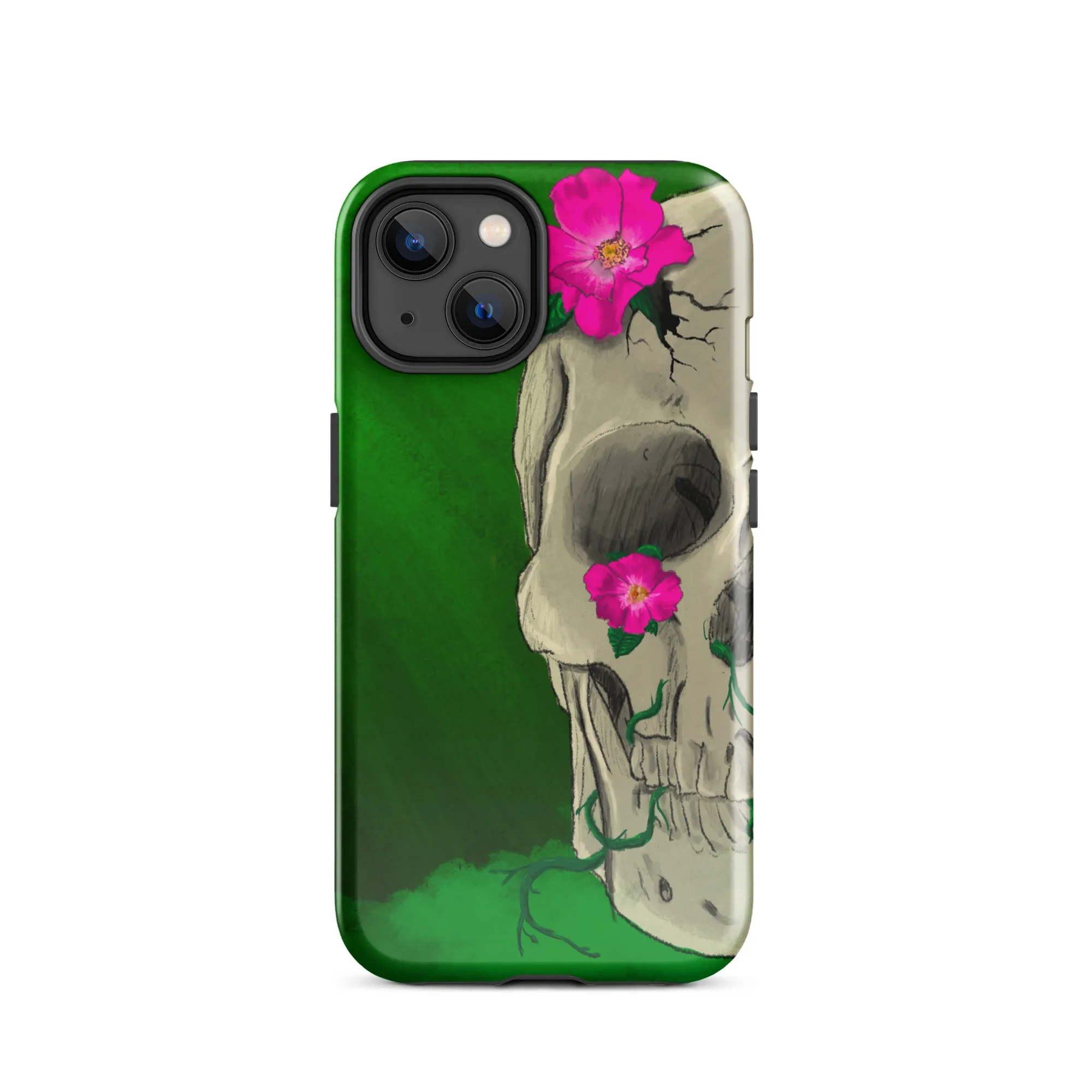 Floral Skull on Green Tough Case for iPhone®