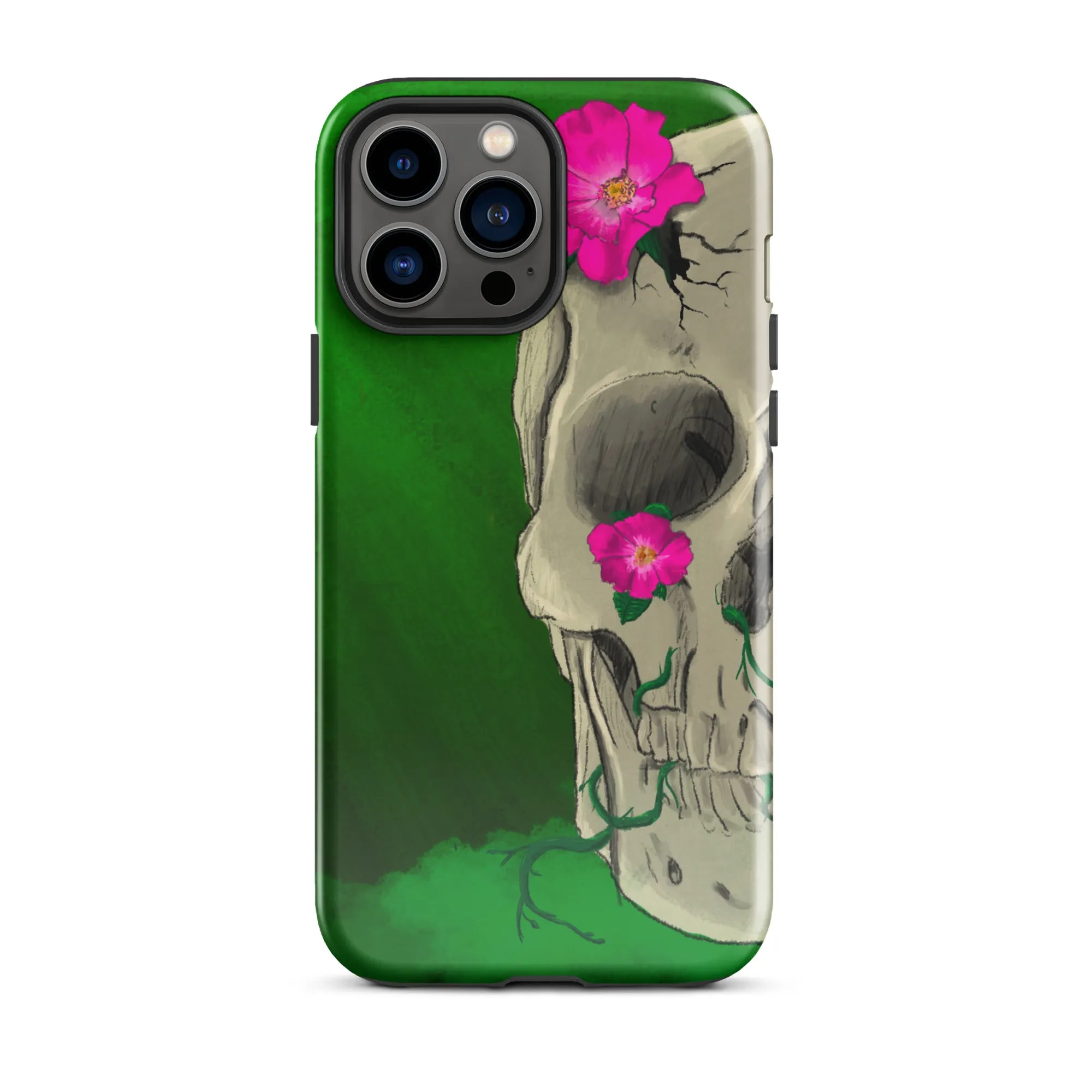 Floral Skull on Green Tough Case for iPhone®