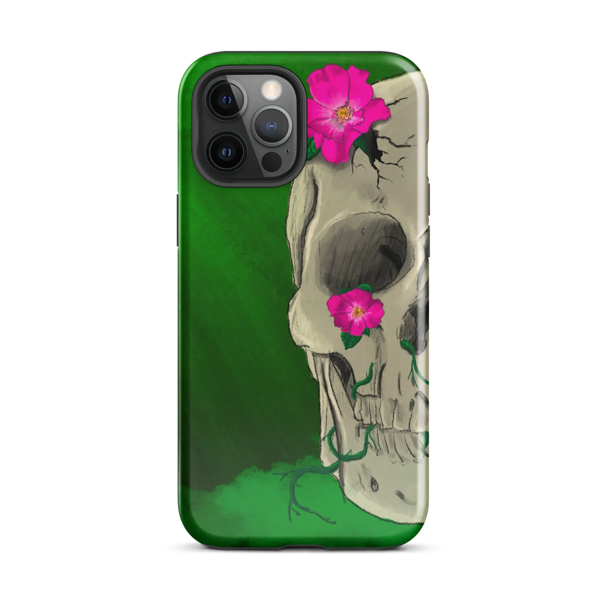 Floral Skull on Green Tough Case for iPhone®