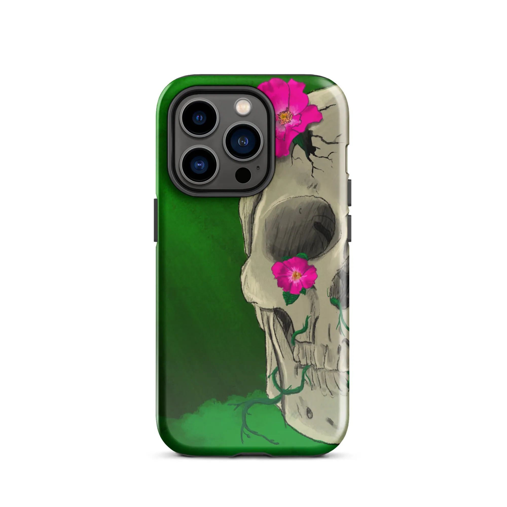 Floral Skull on Green Tough Case for iPhone®