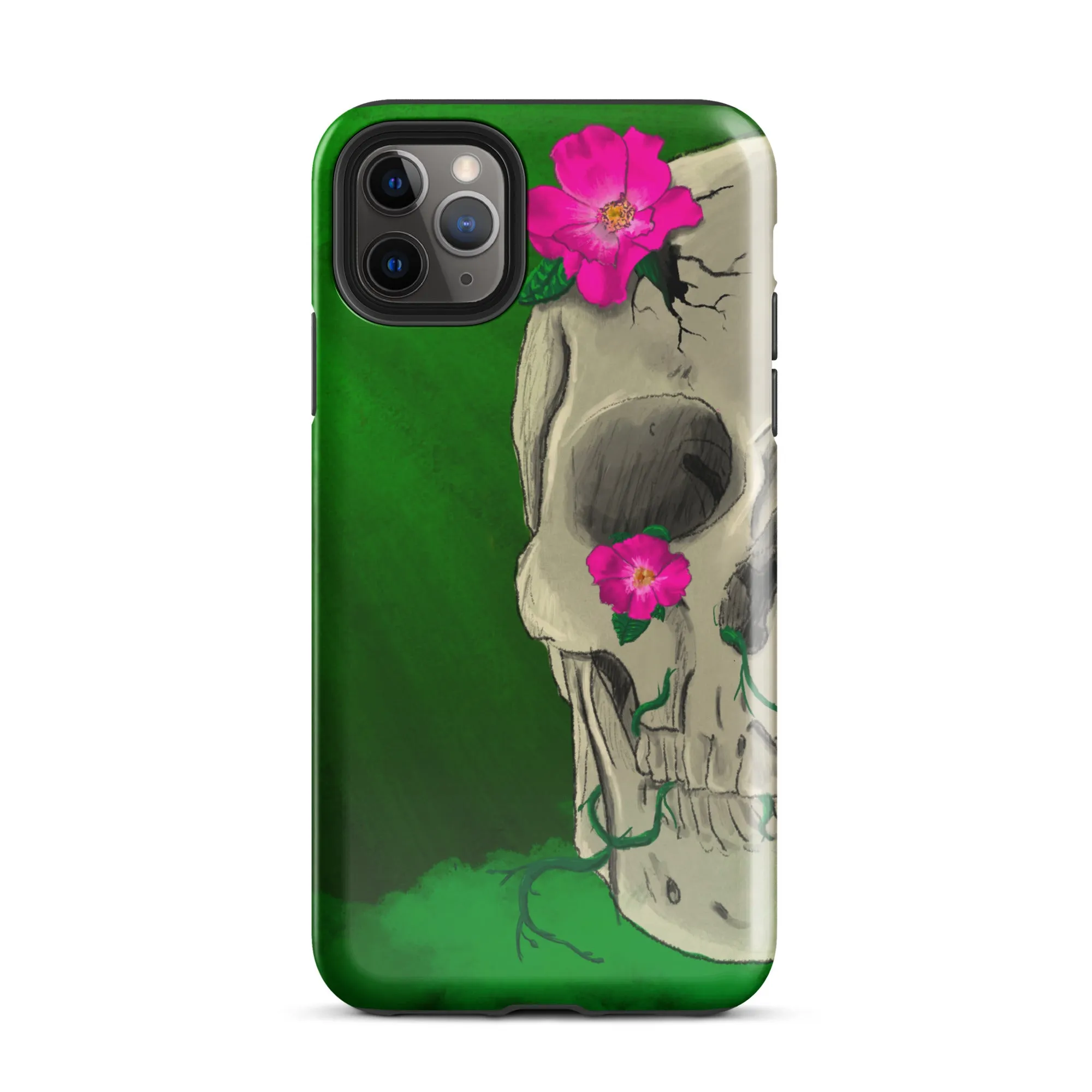 Floral Skull on Green Tough Case for iPhone®