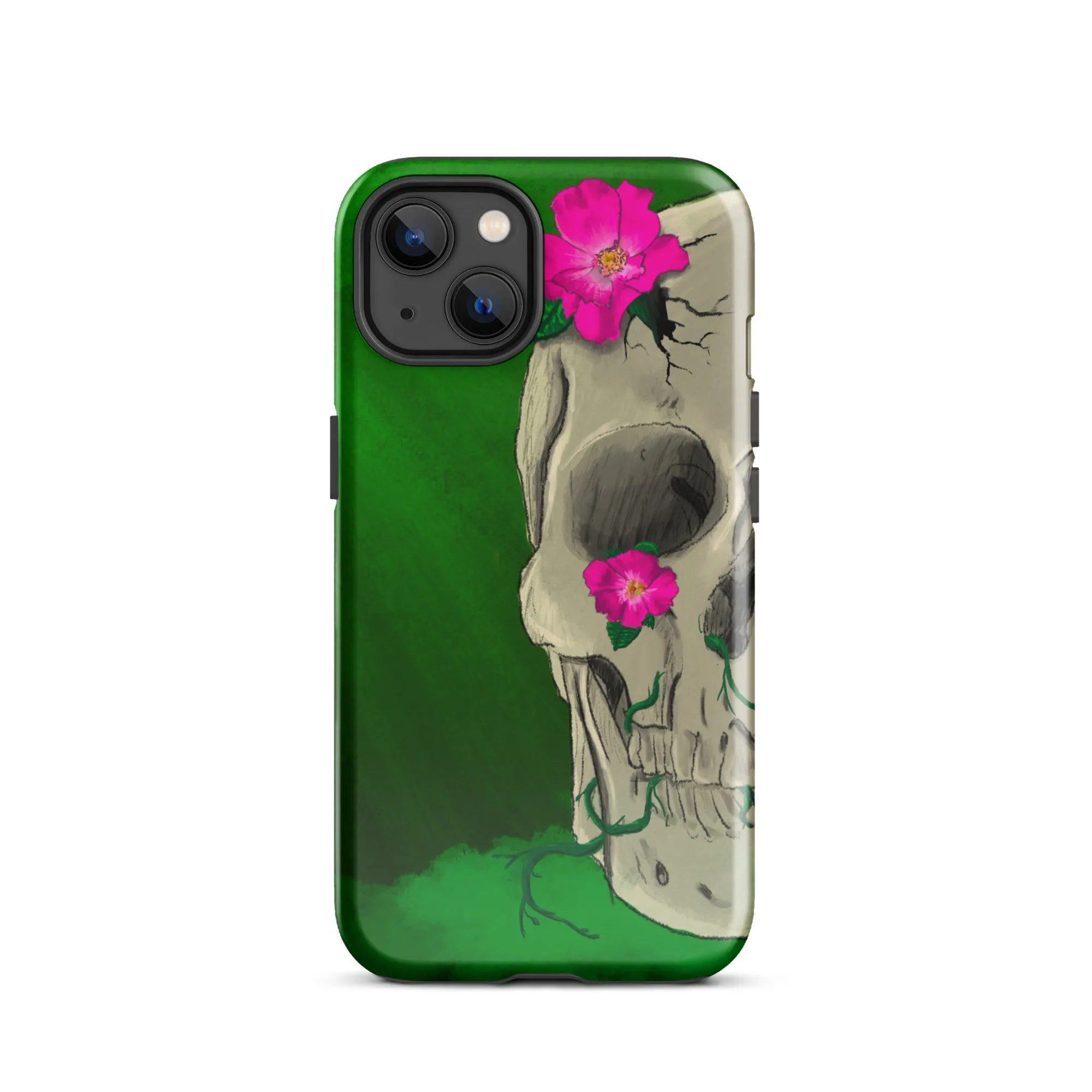 Floral Skull on Green Tough Case for iPhone®