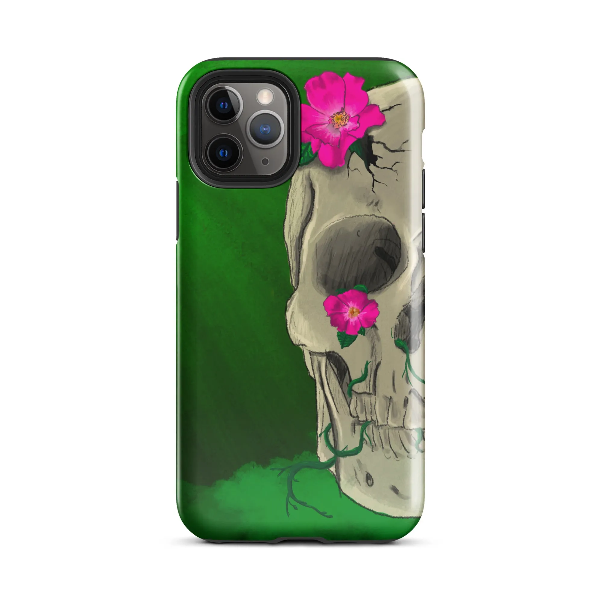 Floral Skull on Green Tough Case for iPhone®