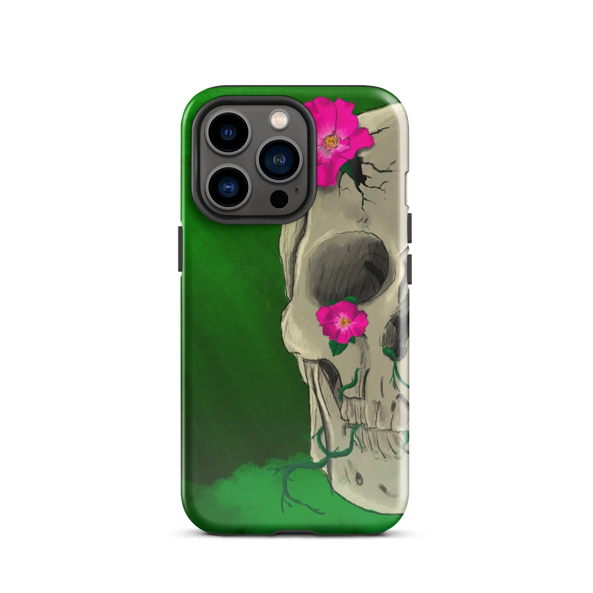 Floral Skull on Green Tough Case for iPhone®