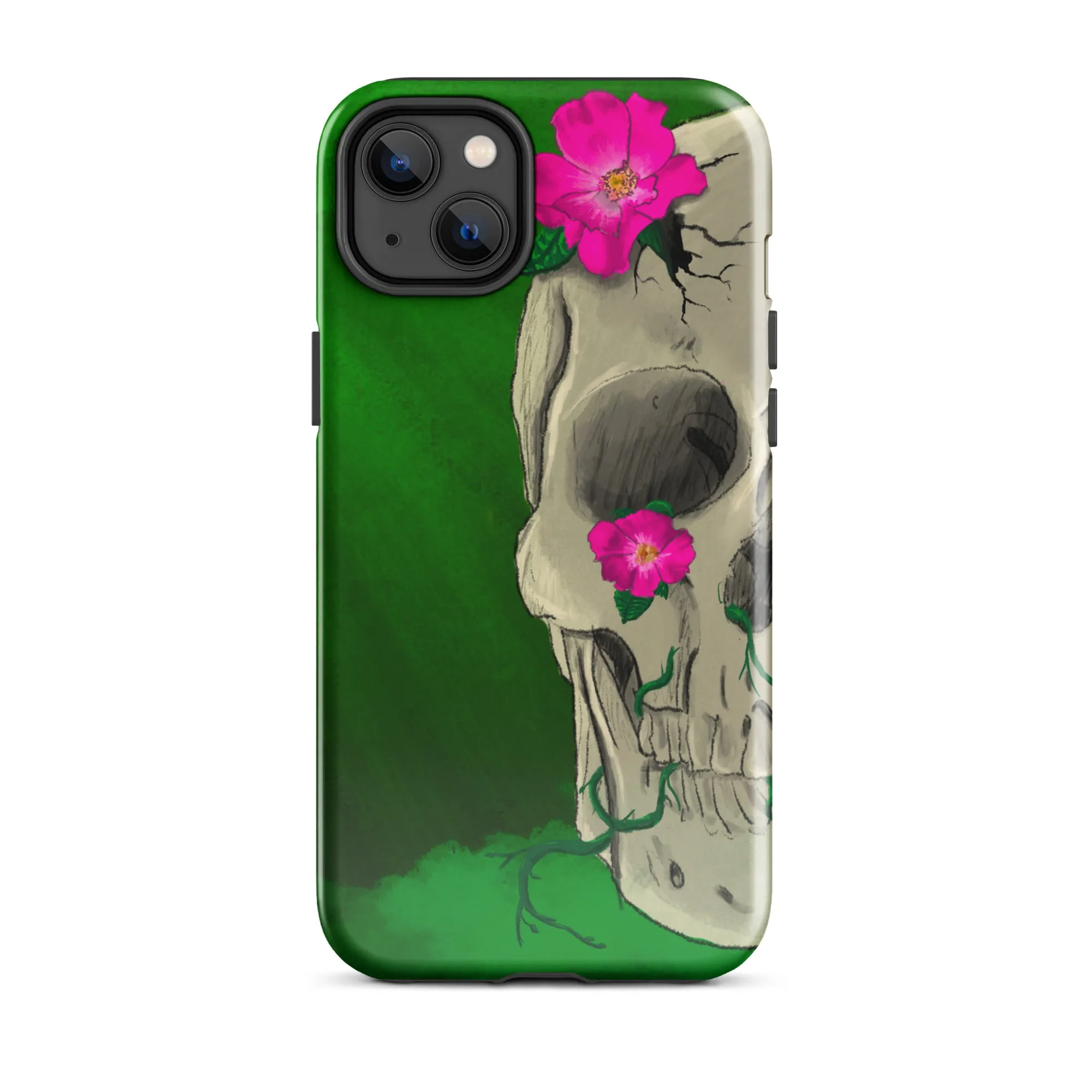 Floral Skull on Green Tough Case for iPhone®