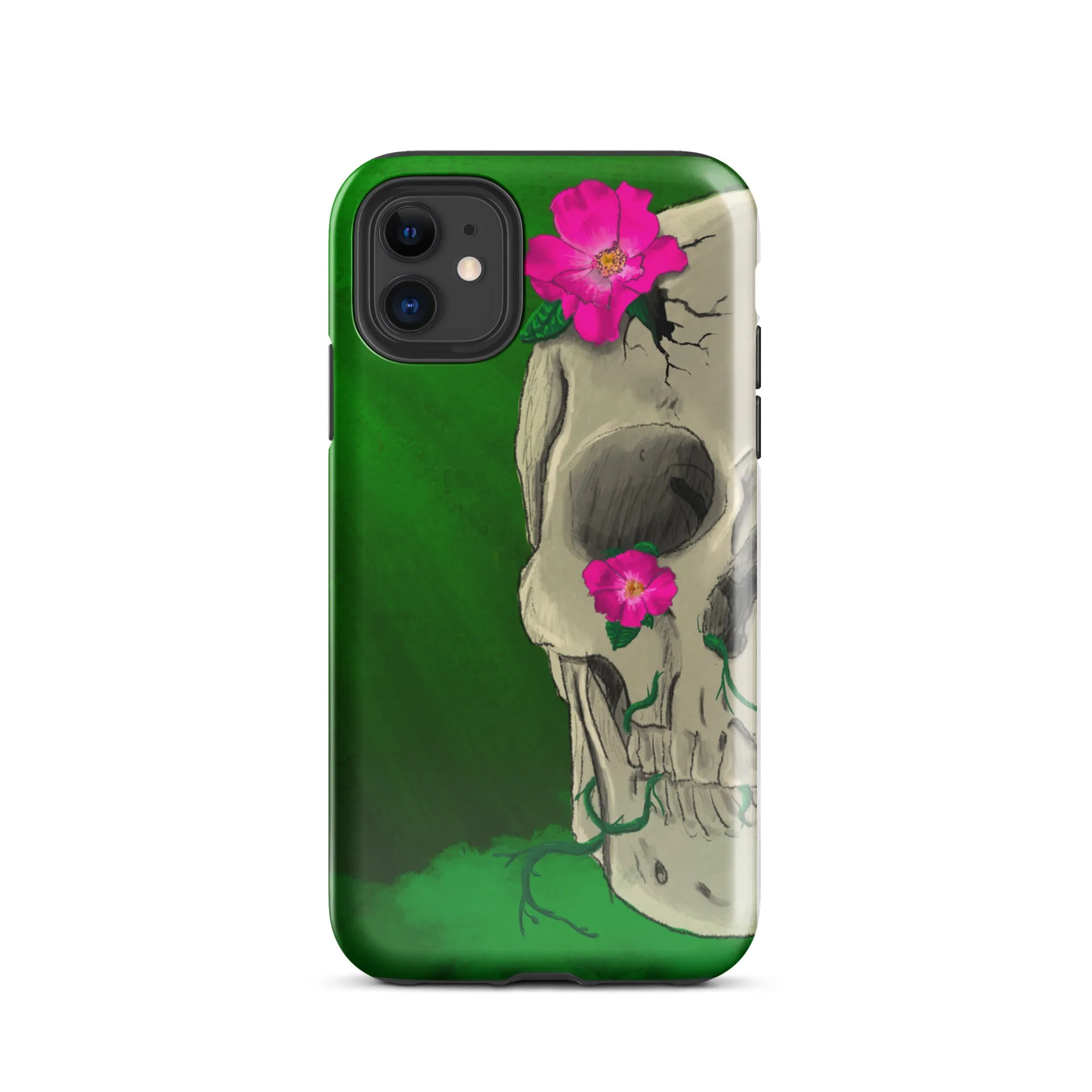 Floral Skull on Green Tough Case for iPhone®