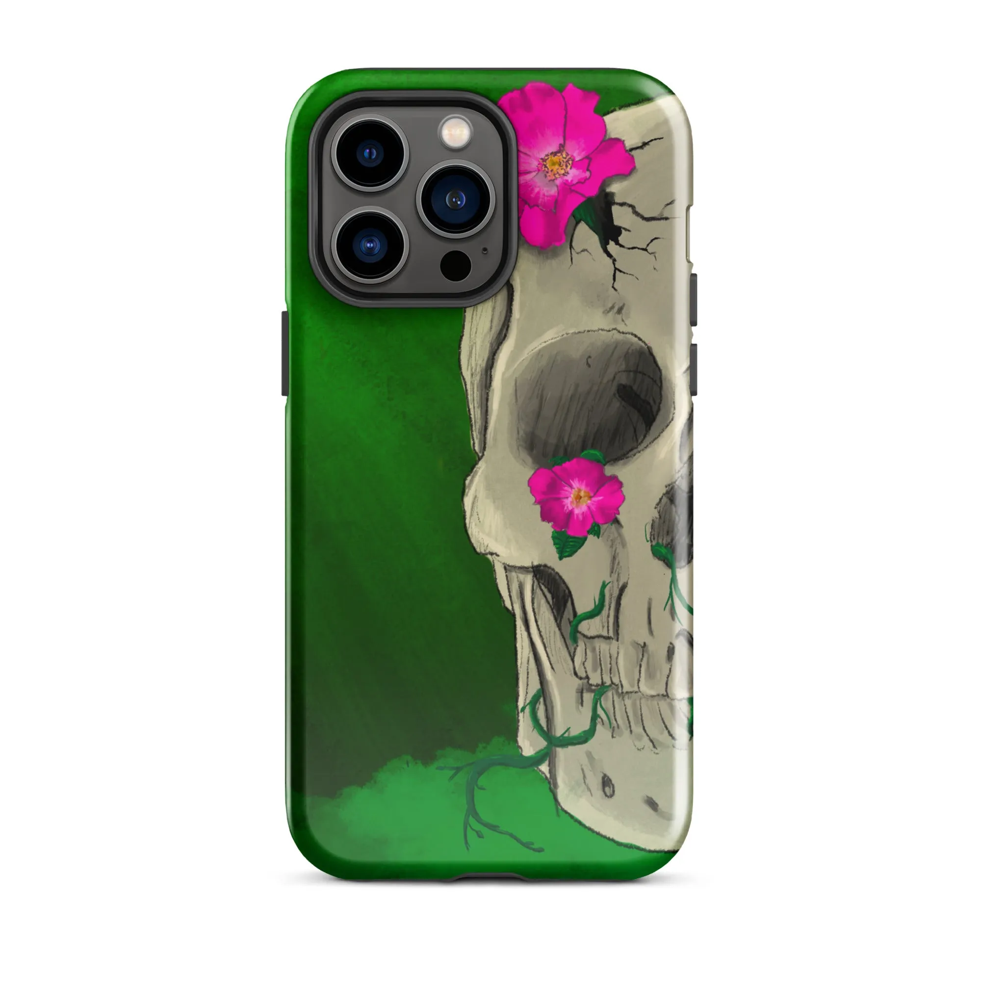Floral Skull on Green Tough Case for iPhone®