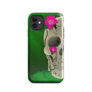 Floral Skull on Green Tough Case for iPhone®