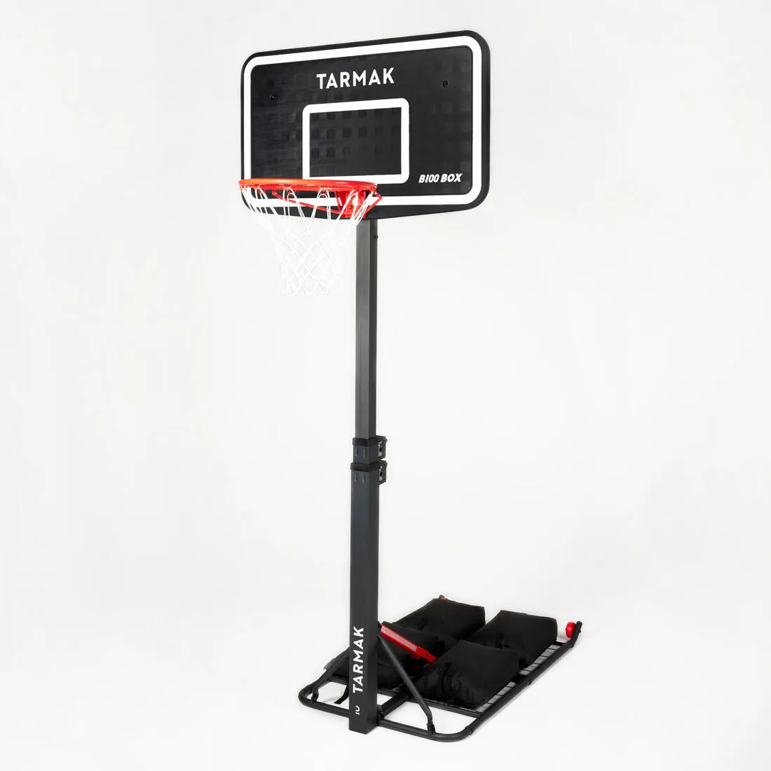 Folding Basketball Hoop - Adjustable Up To 3.05m In Black/White