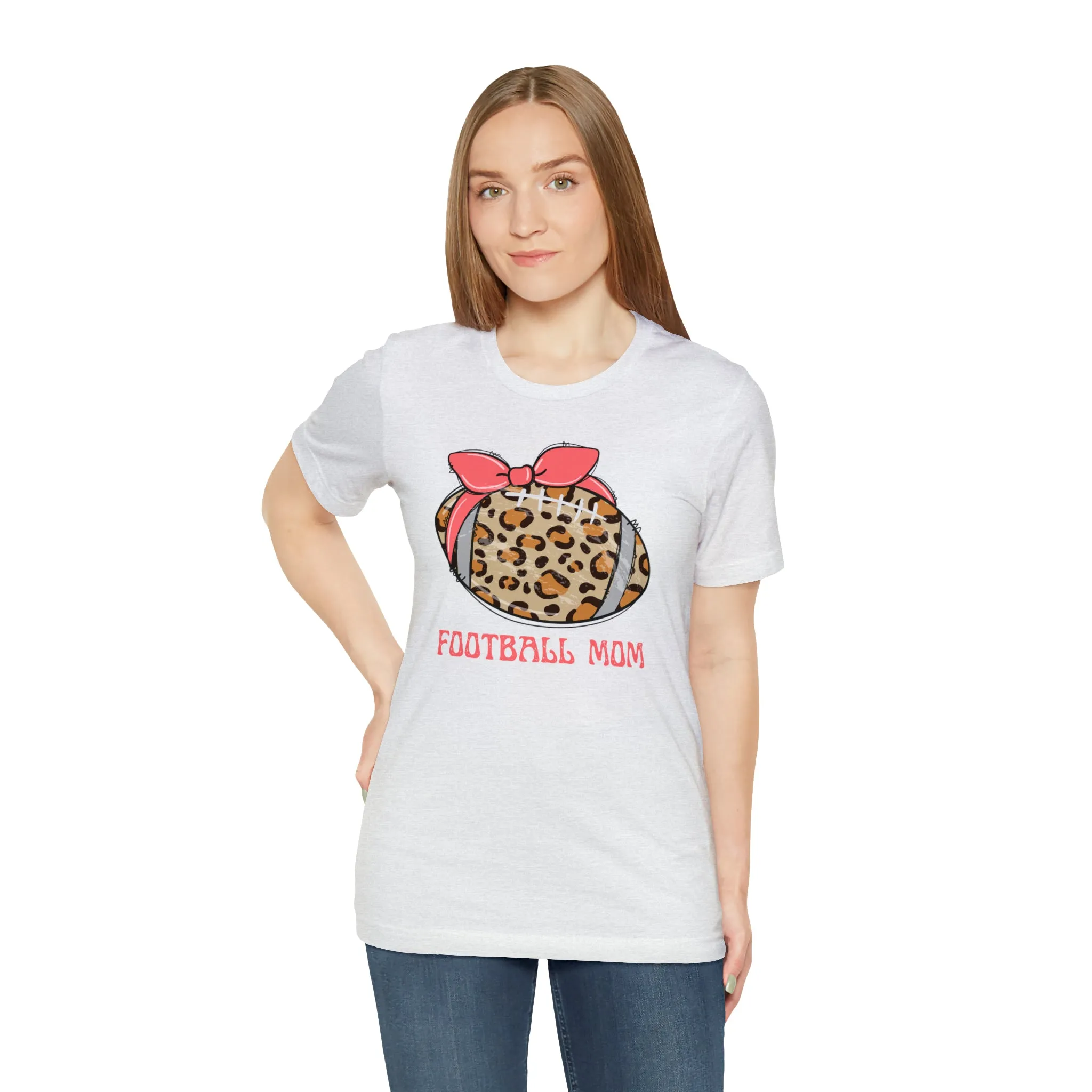 Football Mom Peach T-Shirt | Sports Mom Tee |  Bella Canvas 3001 Unisex |  Mama Short Sleeve Tshirt
