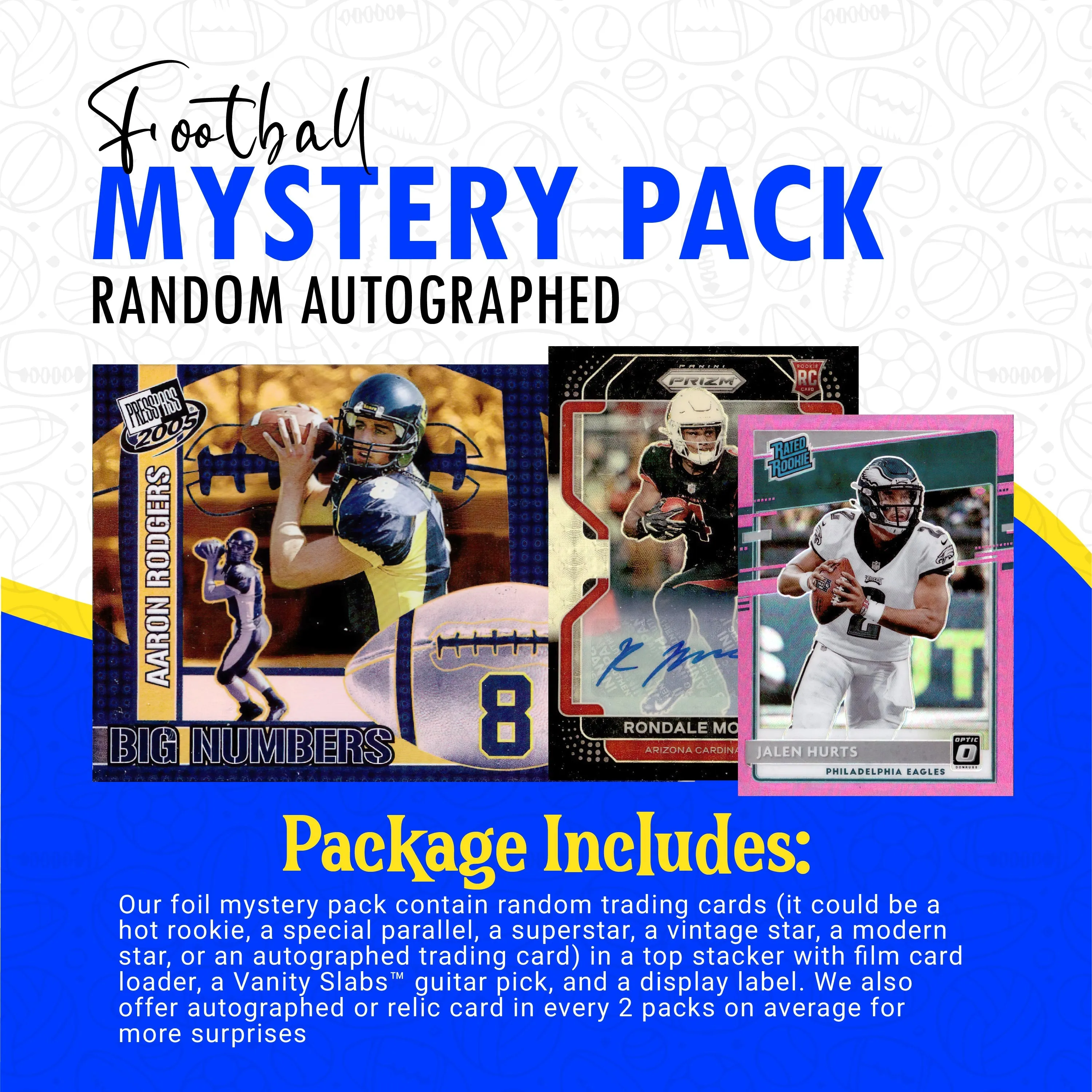 Football Mystery Pack (Random Autographed, Relic & Rookie Trading Cards)