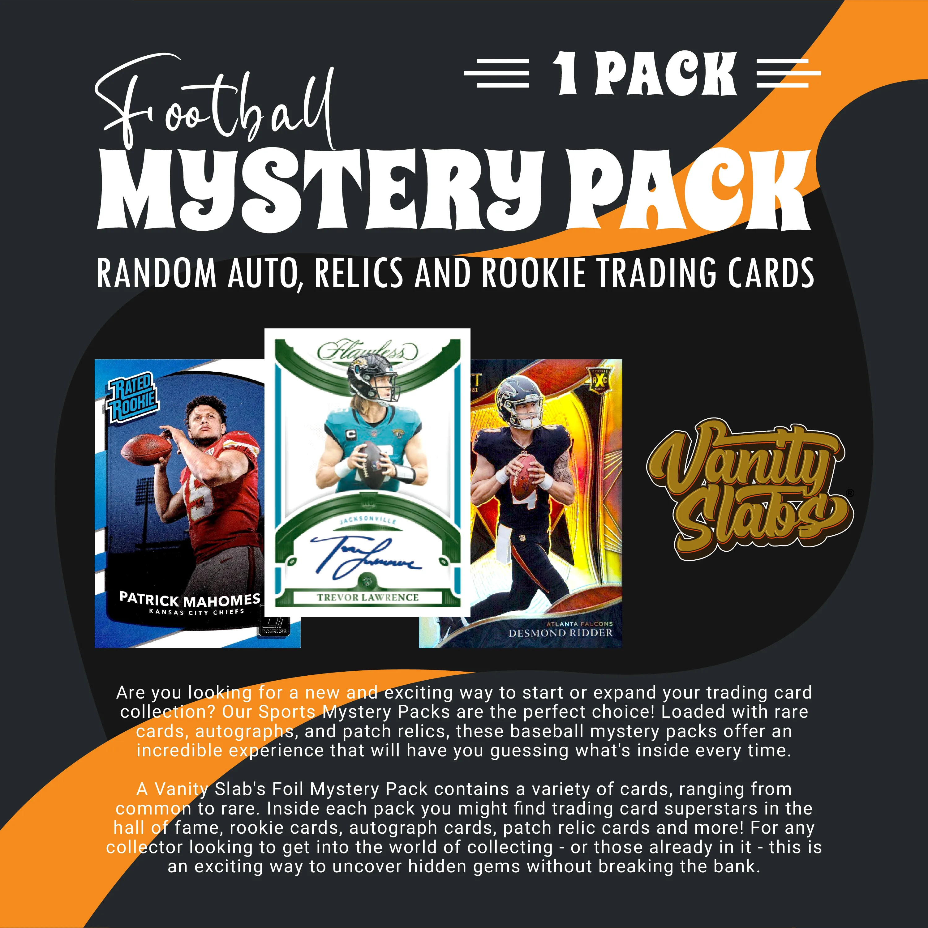 Football Mystery Pack (Random Autographed, Relic & Rookie Trading Cards)