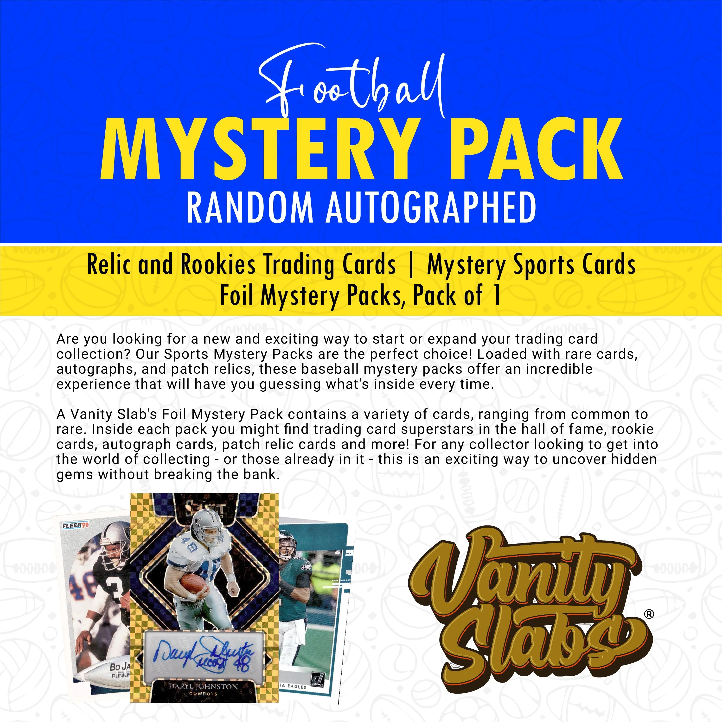 Football Mystery Pack (Random Autographed, Relic & Rookie Trading Cards)