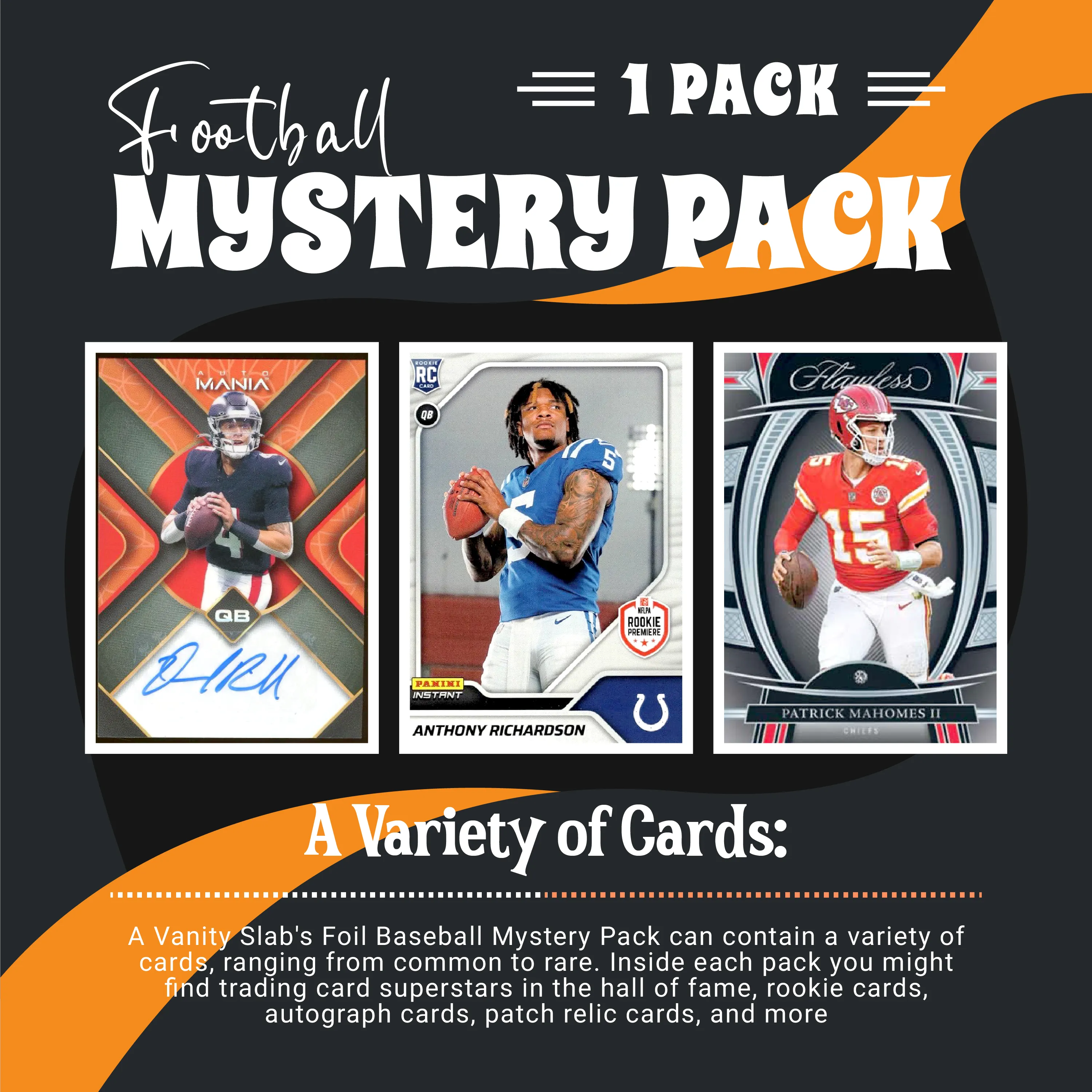 Football Mystery Pack (Random Autographed, Relic & Rookie Trading Cards)