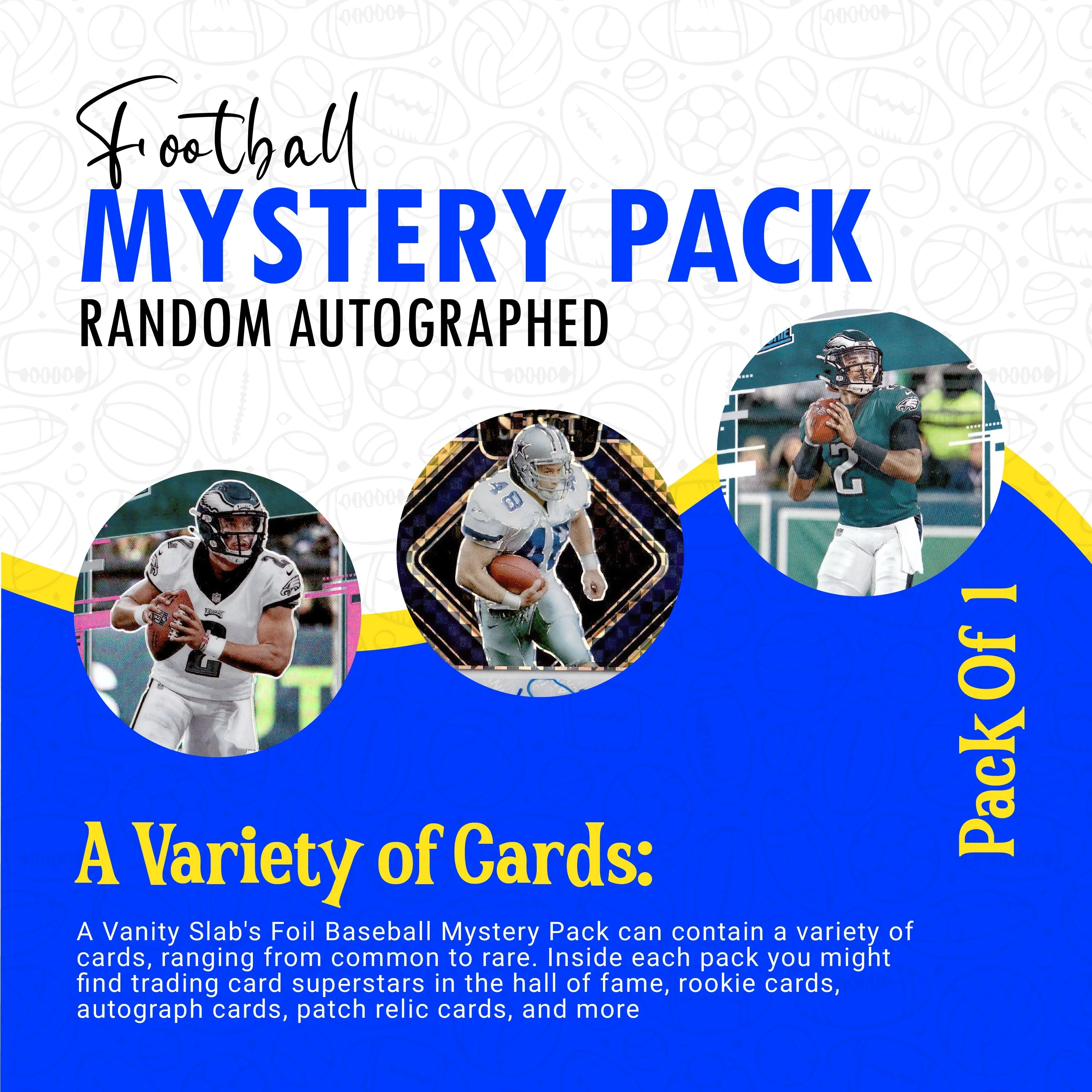 Football Mystery Pack (Random Autographed, Relic & Rookie Trading Cards)