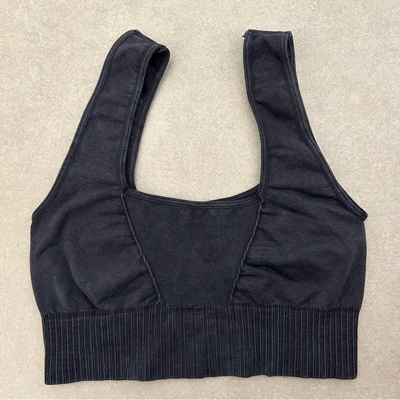 Free People Movement Good Karma Square Neck Bra in Washed Black size M/L