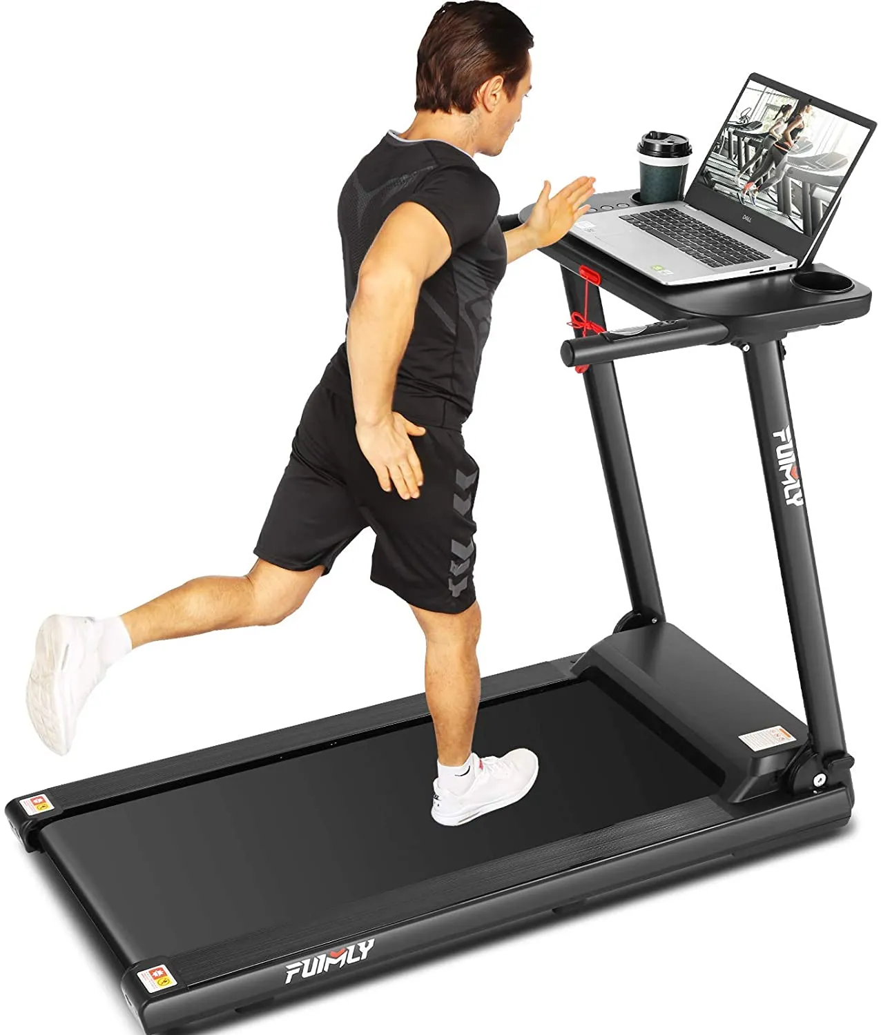 FUNMILY Treadmill for Home, Folding Treadmills with Desk and Bluetooth Speaker, Portable Electric Treadmill Machine for Running Walking Jogging Workout, 265 LBS Weight Capacity