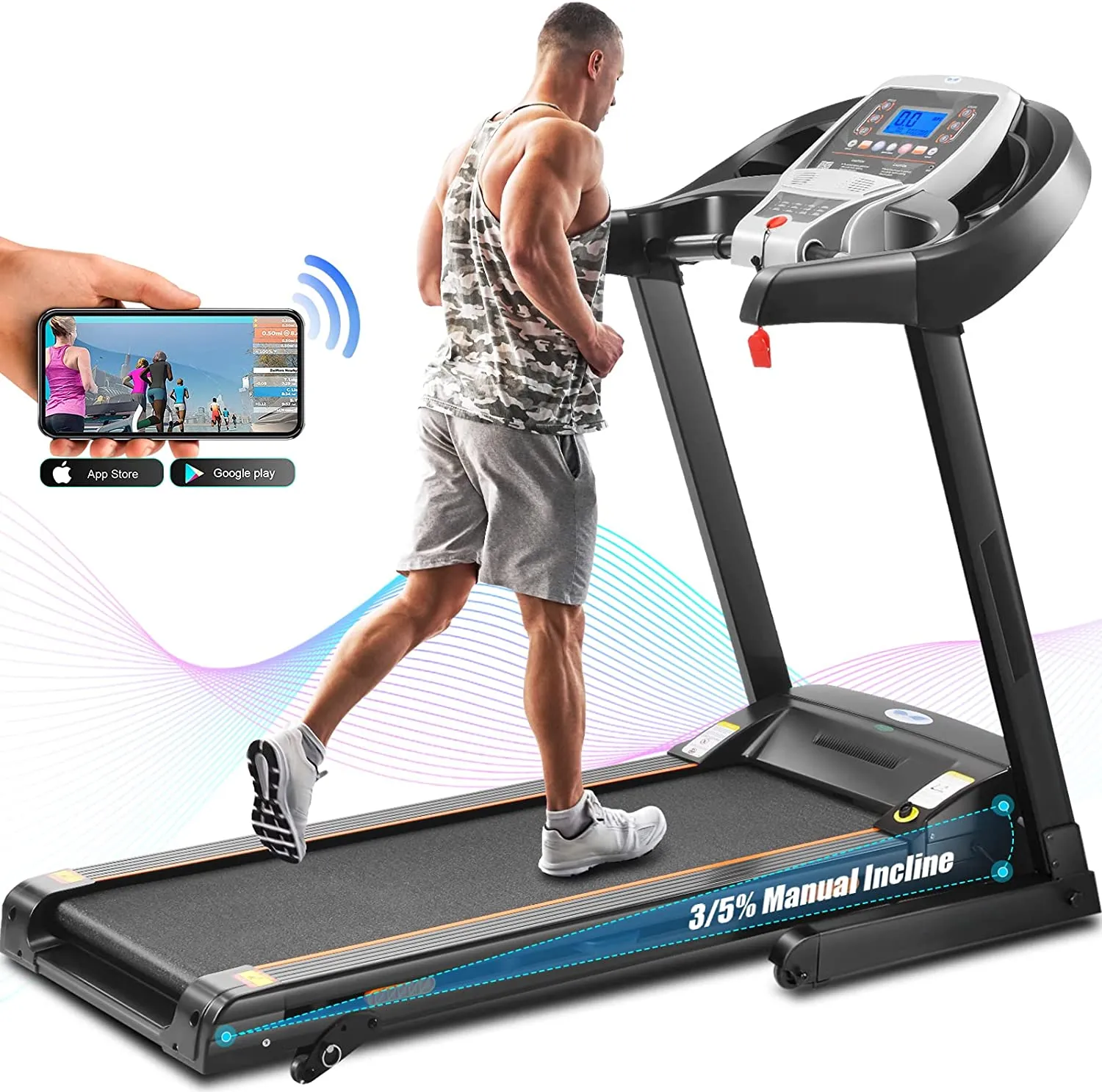 FUNMILY Treadmill for Home, Folding Treadmills with Desk and Bluetooth Speaker, Portable Electric Treadmill Machine for Running Walking Jogging Workout, 265 LBS Weight Capacity