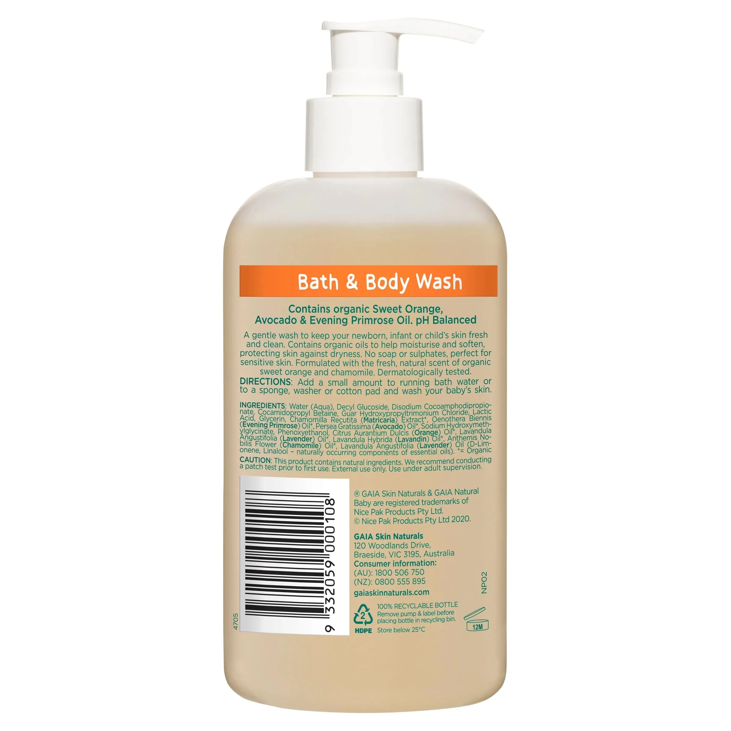 GAIA Bath & Body Wash 500ml   Pump Exp: 12/26