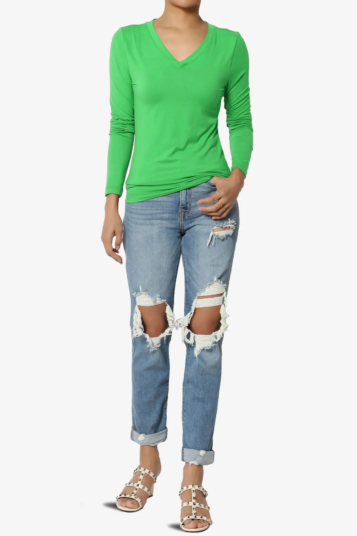Gaia Microfiber V-Neck Long Sleeve T-Shirt