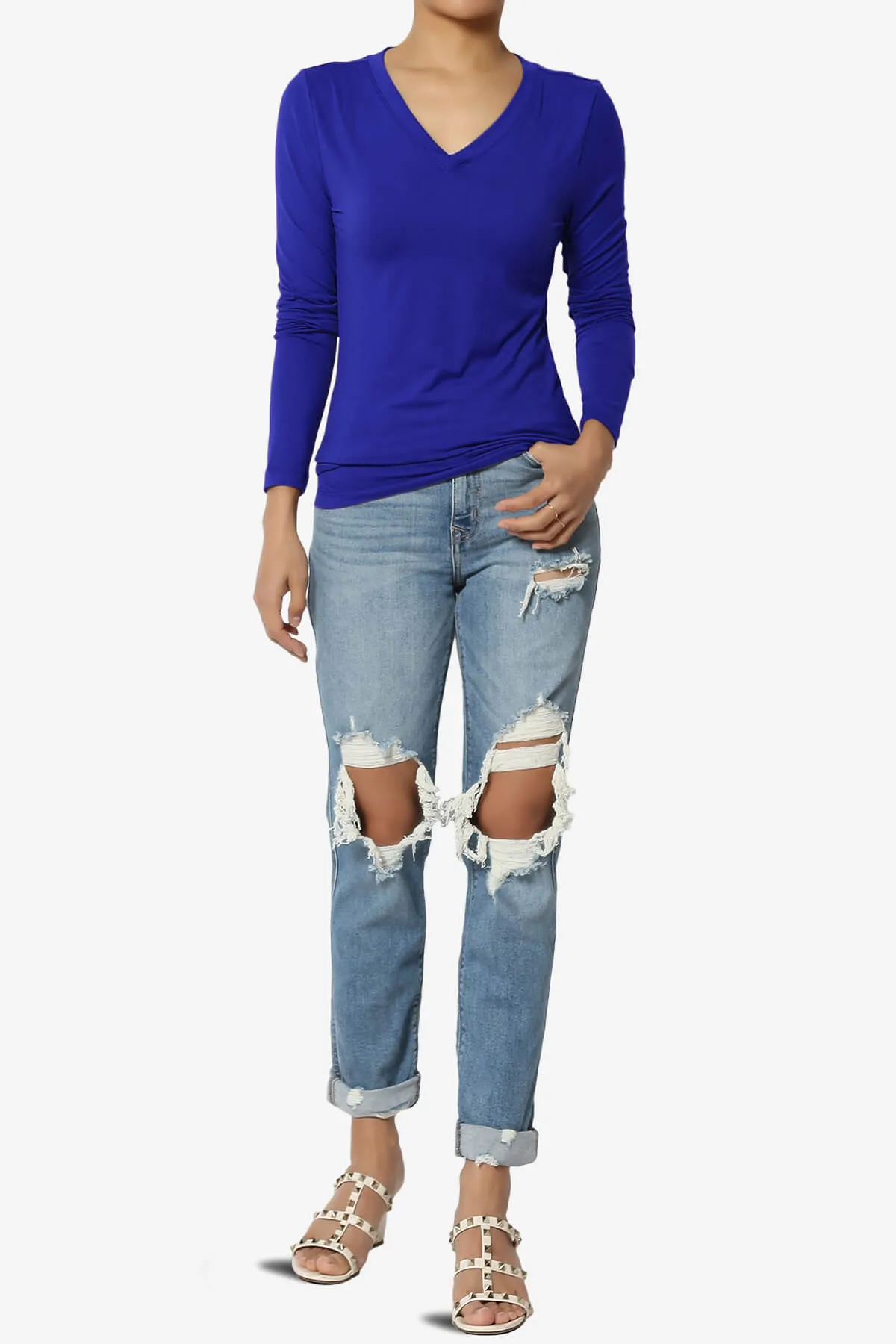 Gaia Microfiber V-Neck Long Sleeve T-Shirt