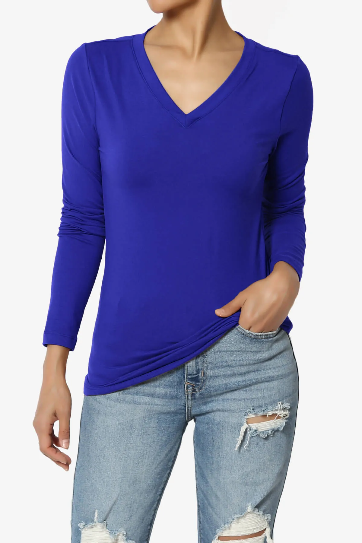 Gaia Microfiber V-Neck Long Sleeve T-Shirt