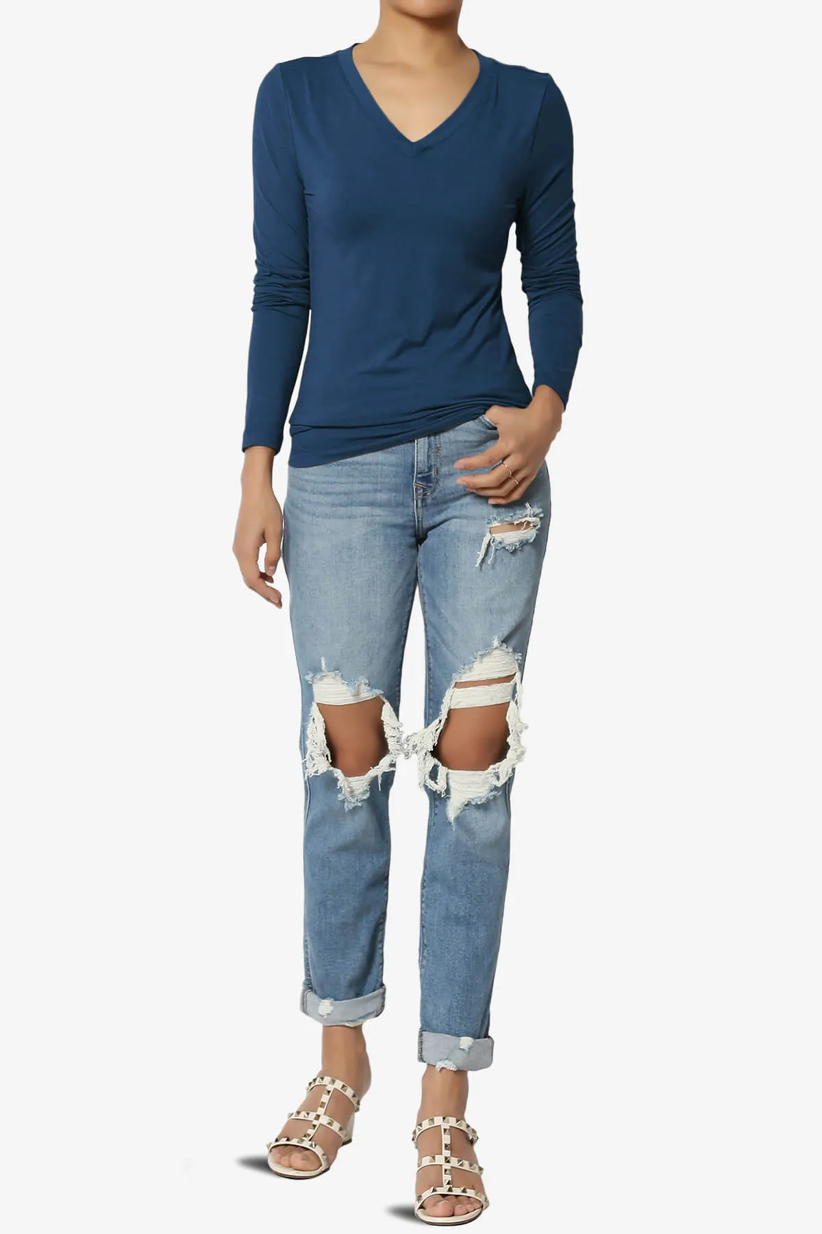 Gaia Microfiber V-Neck Long Sleeve T-Shirt