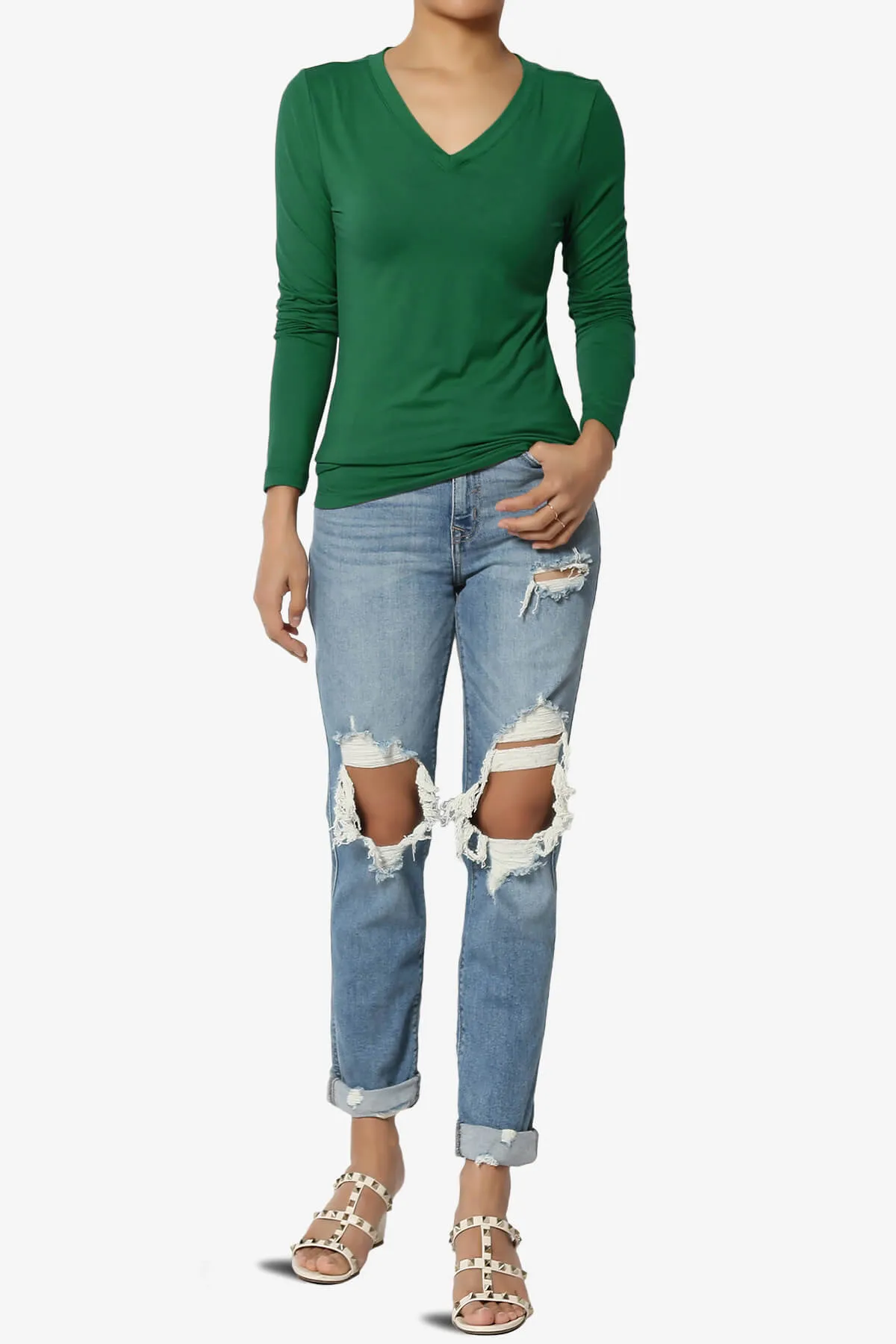 Gaia Microfiber V-Neck Long Sleeve T-Shirt