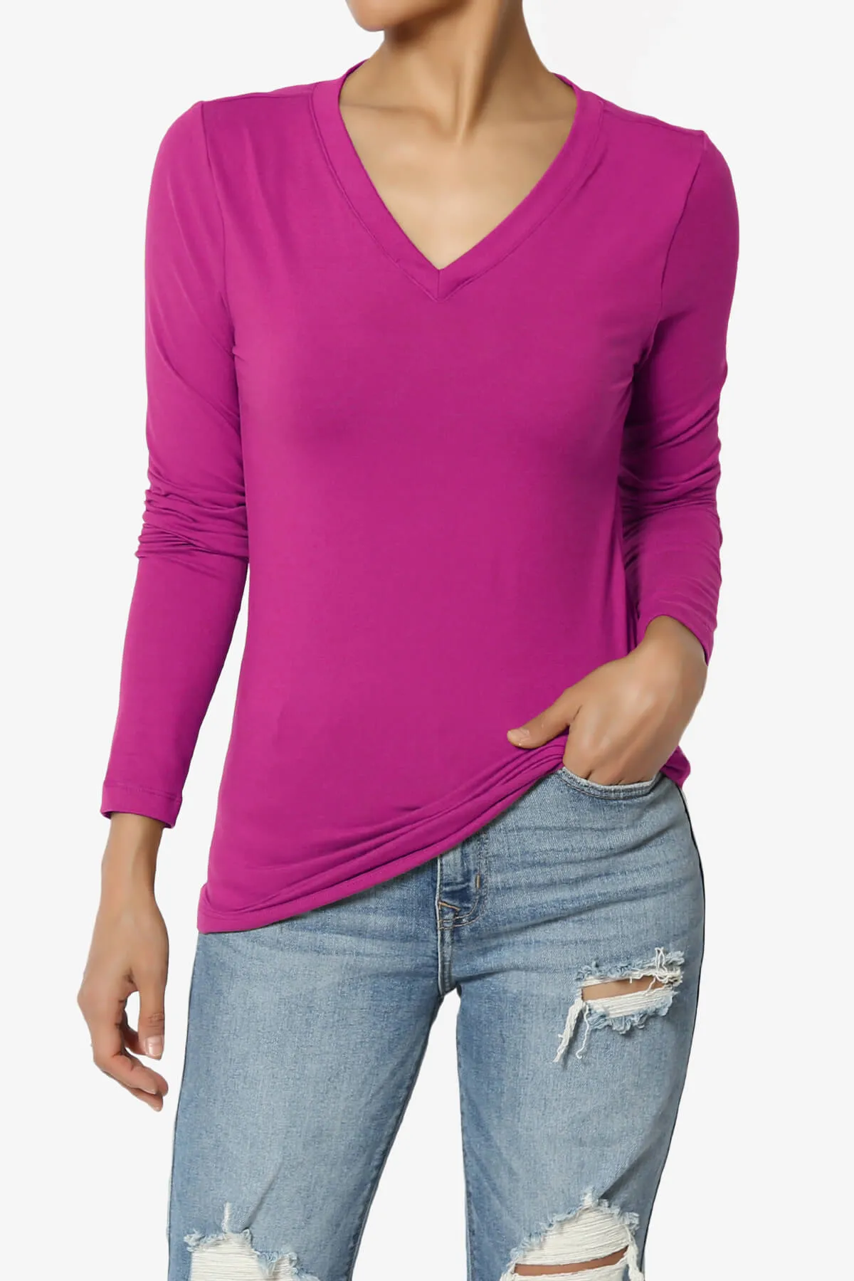 Gaia Microfiber V-Neck Long Sleeve T-Shirt