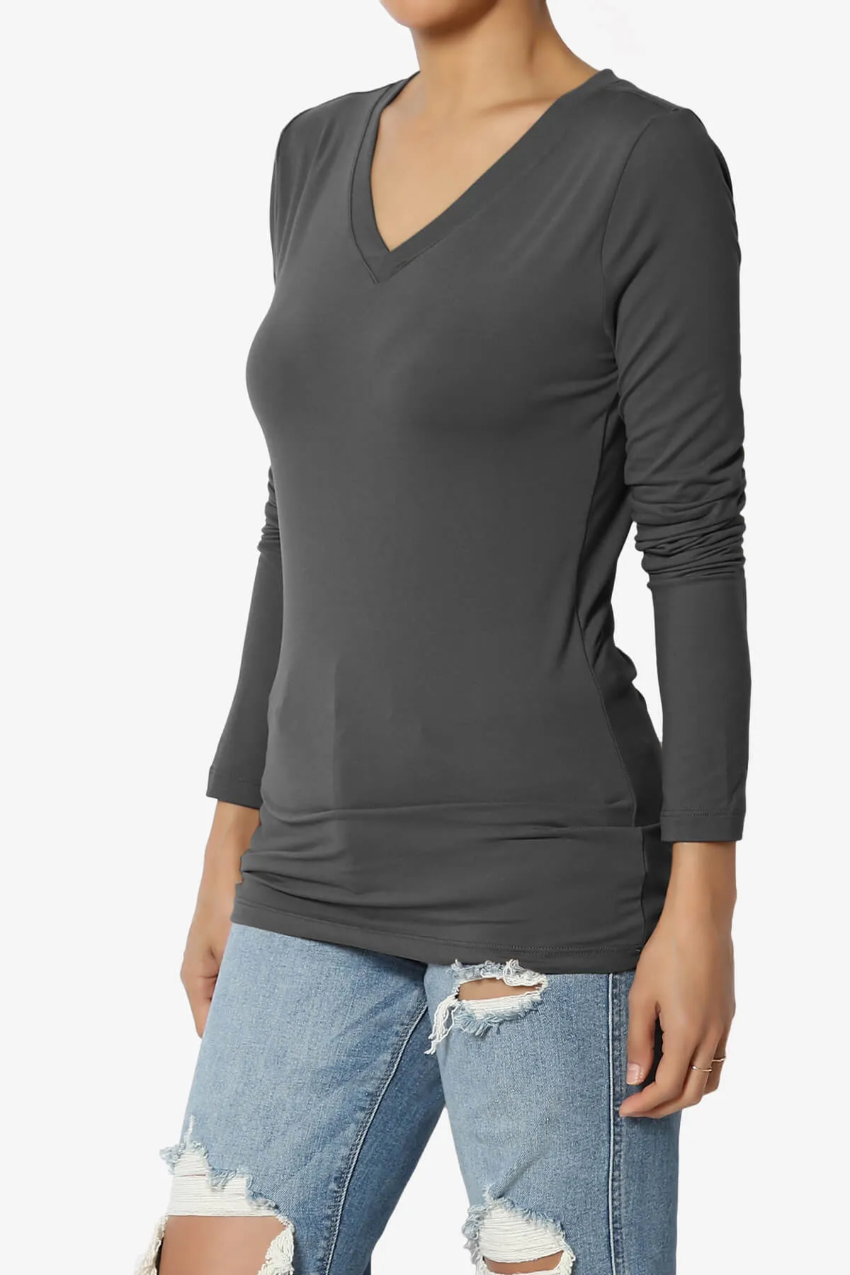 Gaia Microfiber V-Neck Long Sleeve T-Shirt