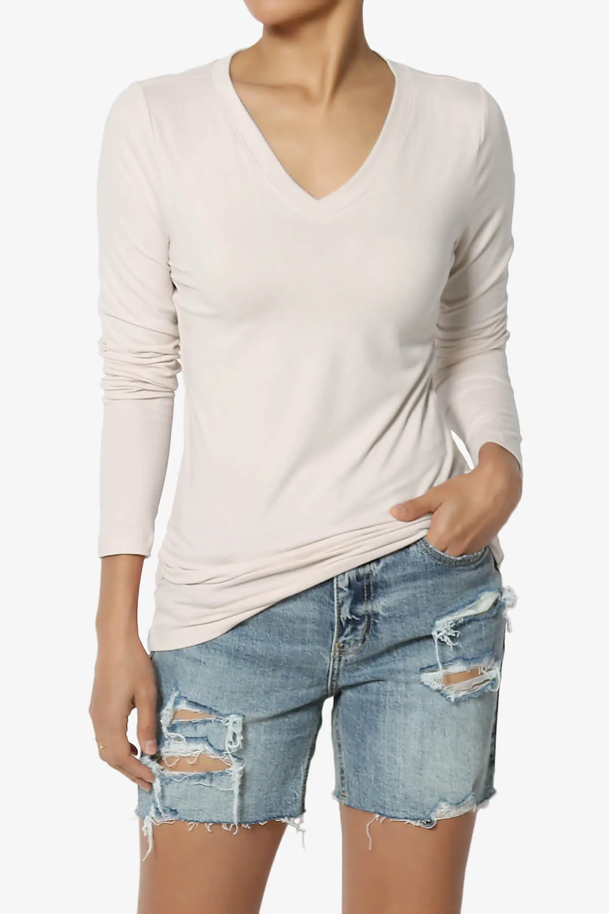 Gaia Microfiber V-Neck Long Sleeve T-Shirt