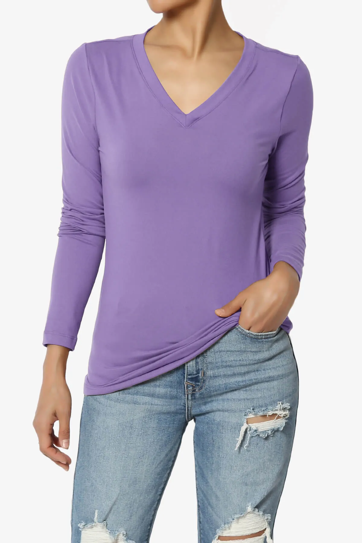 Gaia Microfiber V-Neck Long Sleeve T-Shirt