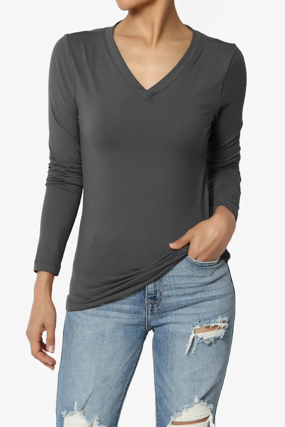 Gaia Microfiber V-Neck Long Sleeve T-Shirt