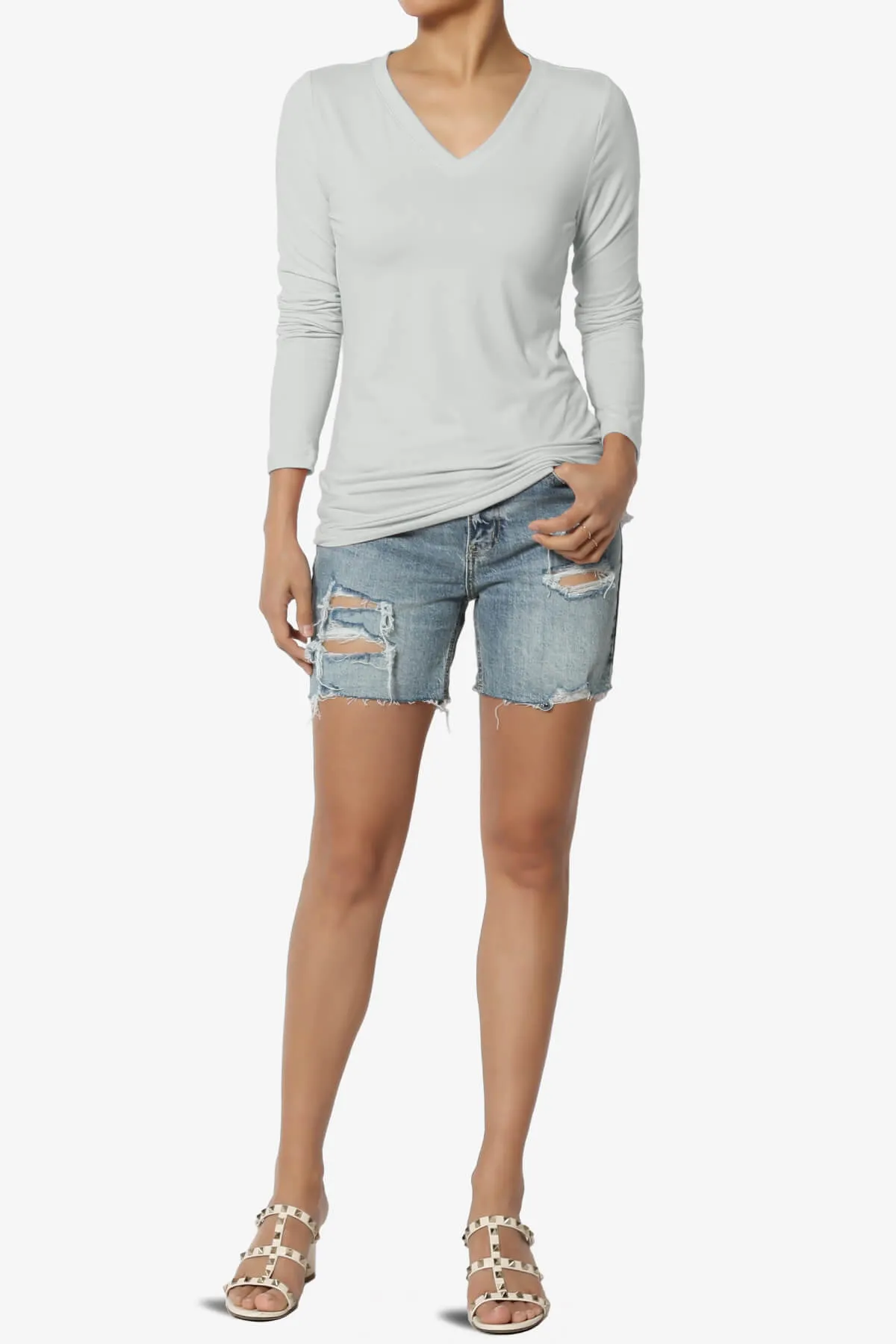Gaia Microfiber V-Neck Long Sleeve T-Shirt