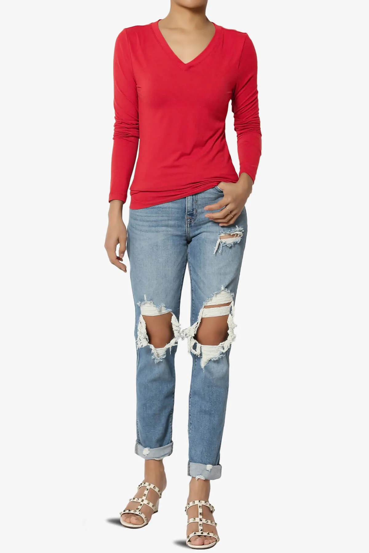 Gaia Microfiber V-Neck Long Sleeve T-Shirt