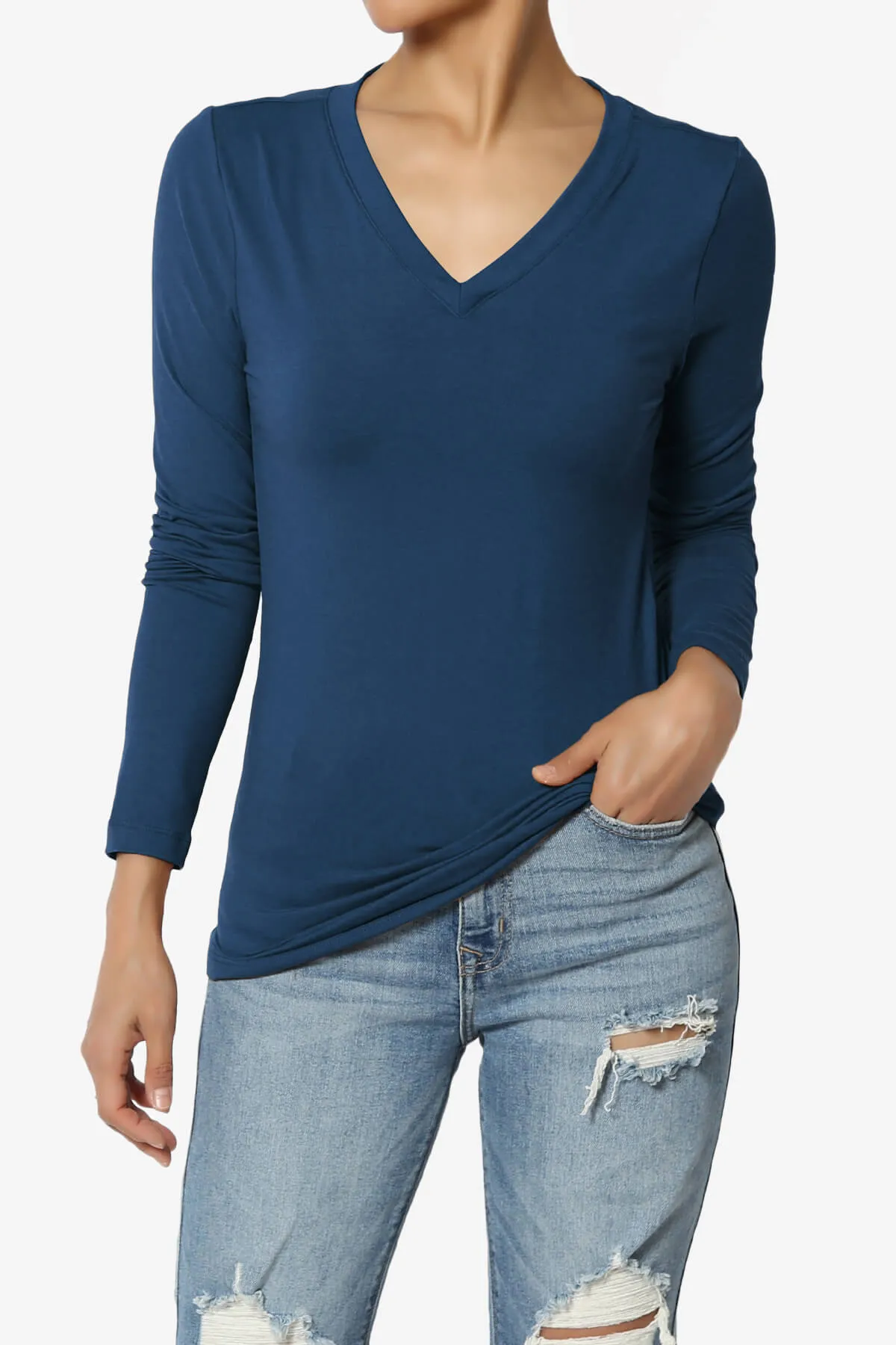 Gaia Microfiber V-Neck Long Sleeve T-Shirt