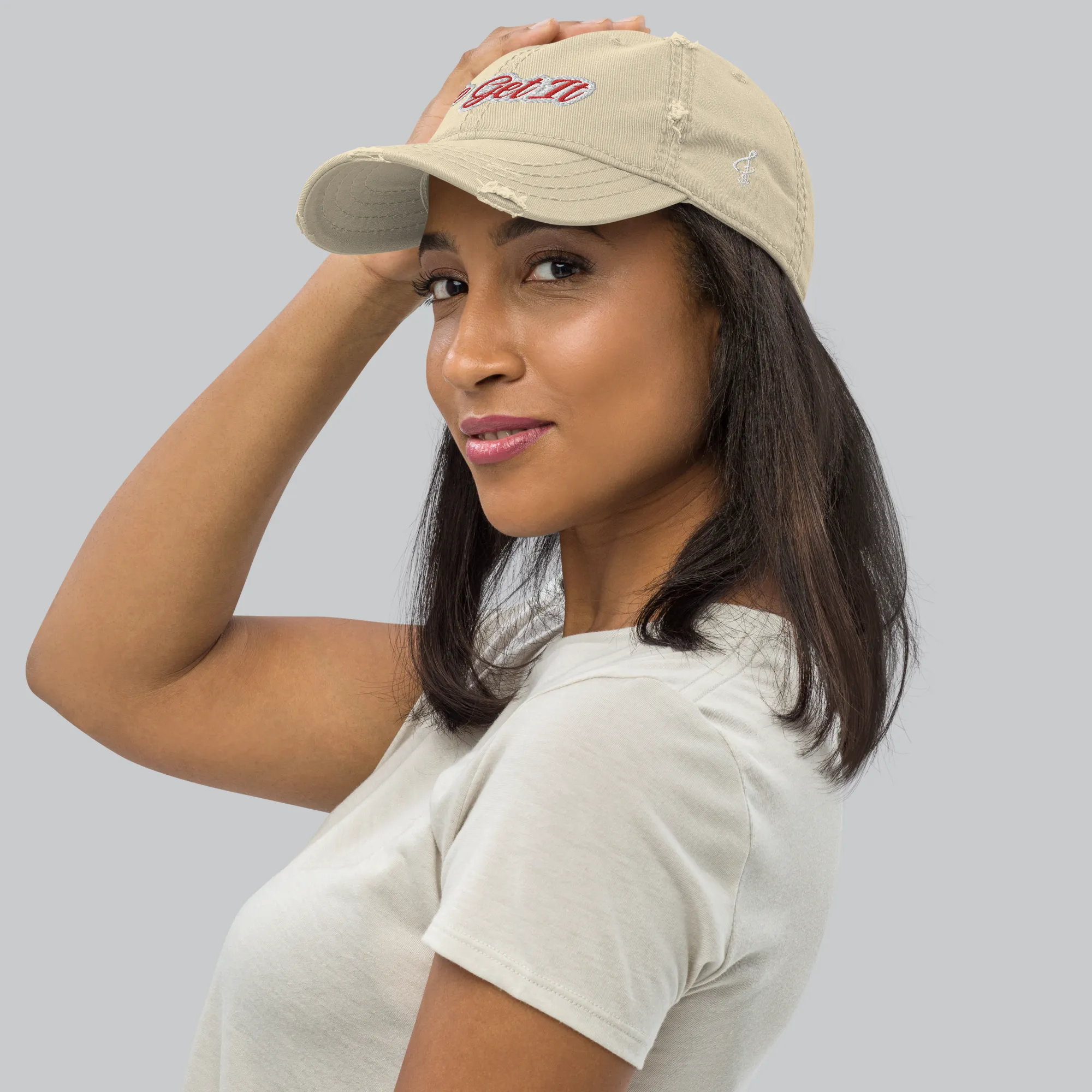 G.G. Red Script Distressed Dad Hat (Multiple Flavors)